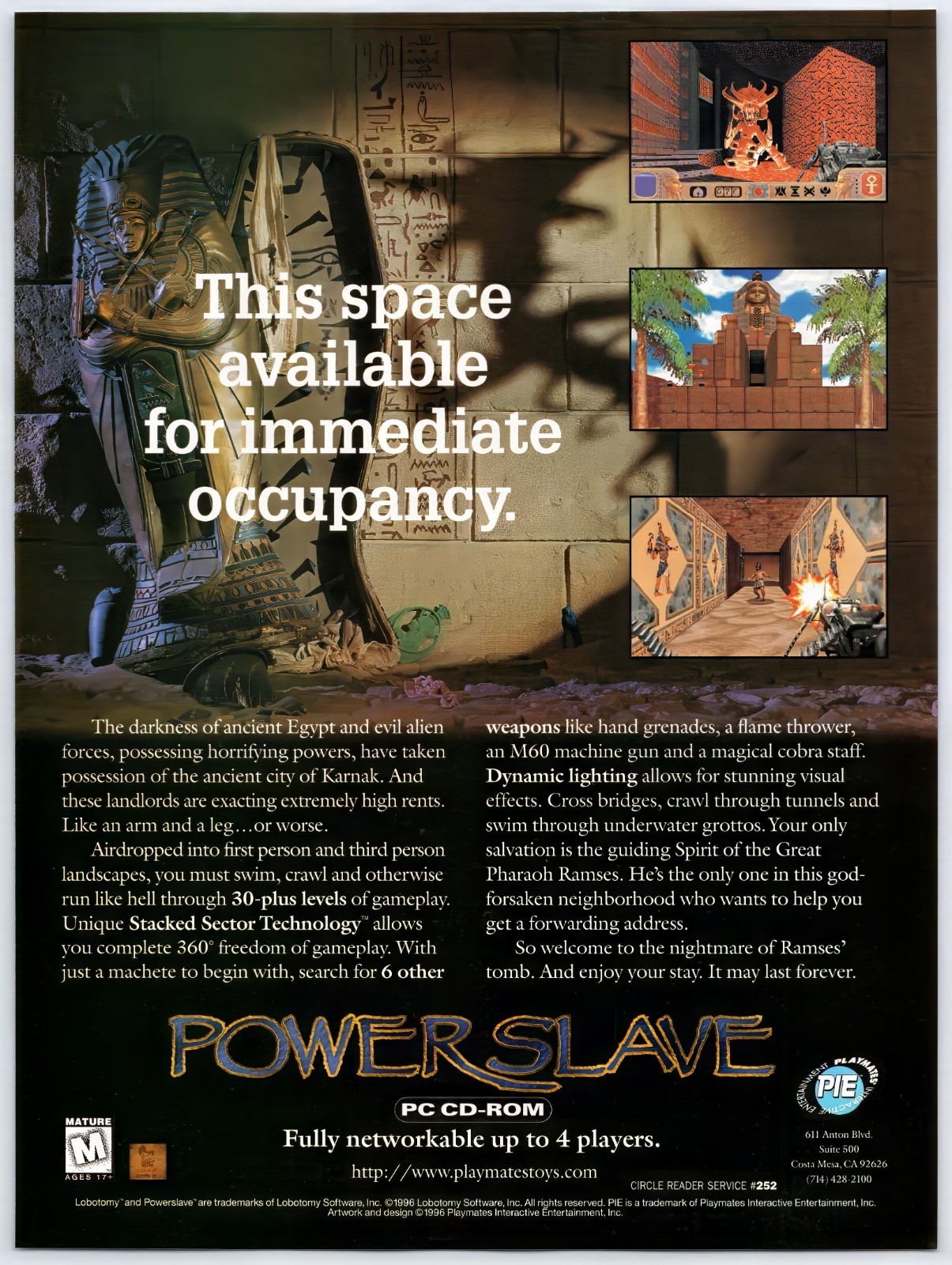 Powerslave Exhumed - PC Game - Vintage Original Print Ad/Poster Promo Art 1997