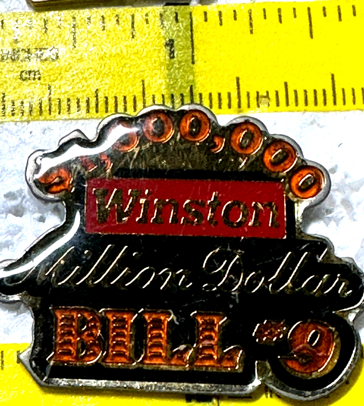 1985 Bill Elliott #9 Winston Million Dollar Bonus NASCAR Enamel Tack Pin