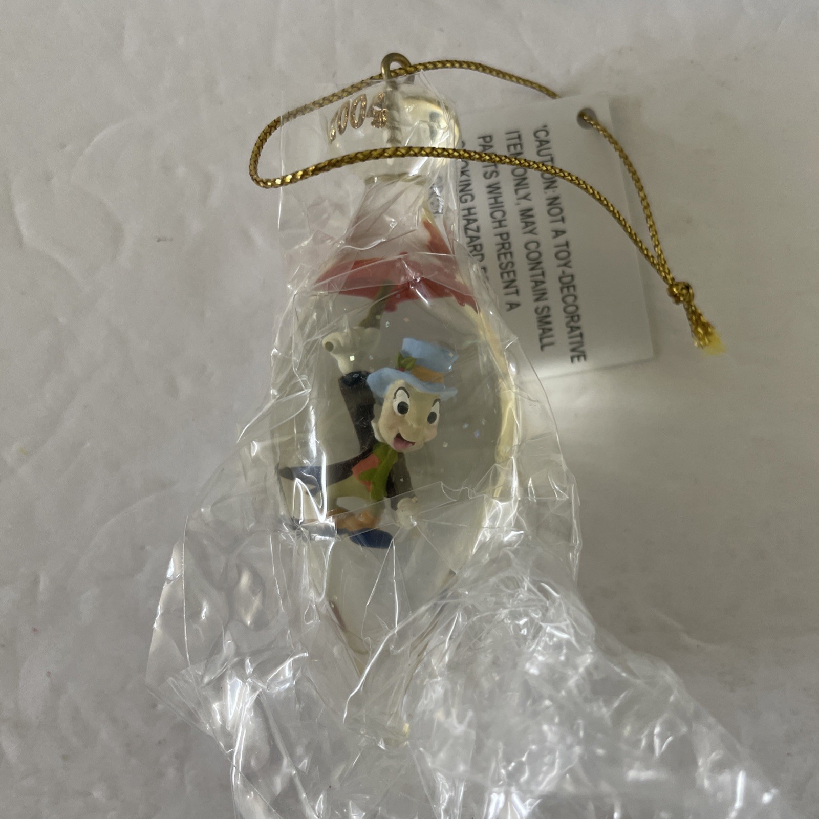 Disney Dew Drop Jiminy Cricket 2004 Hard Plastic Christmas Ornament New