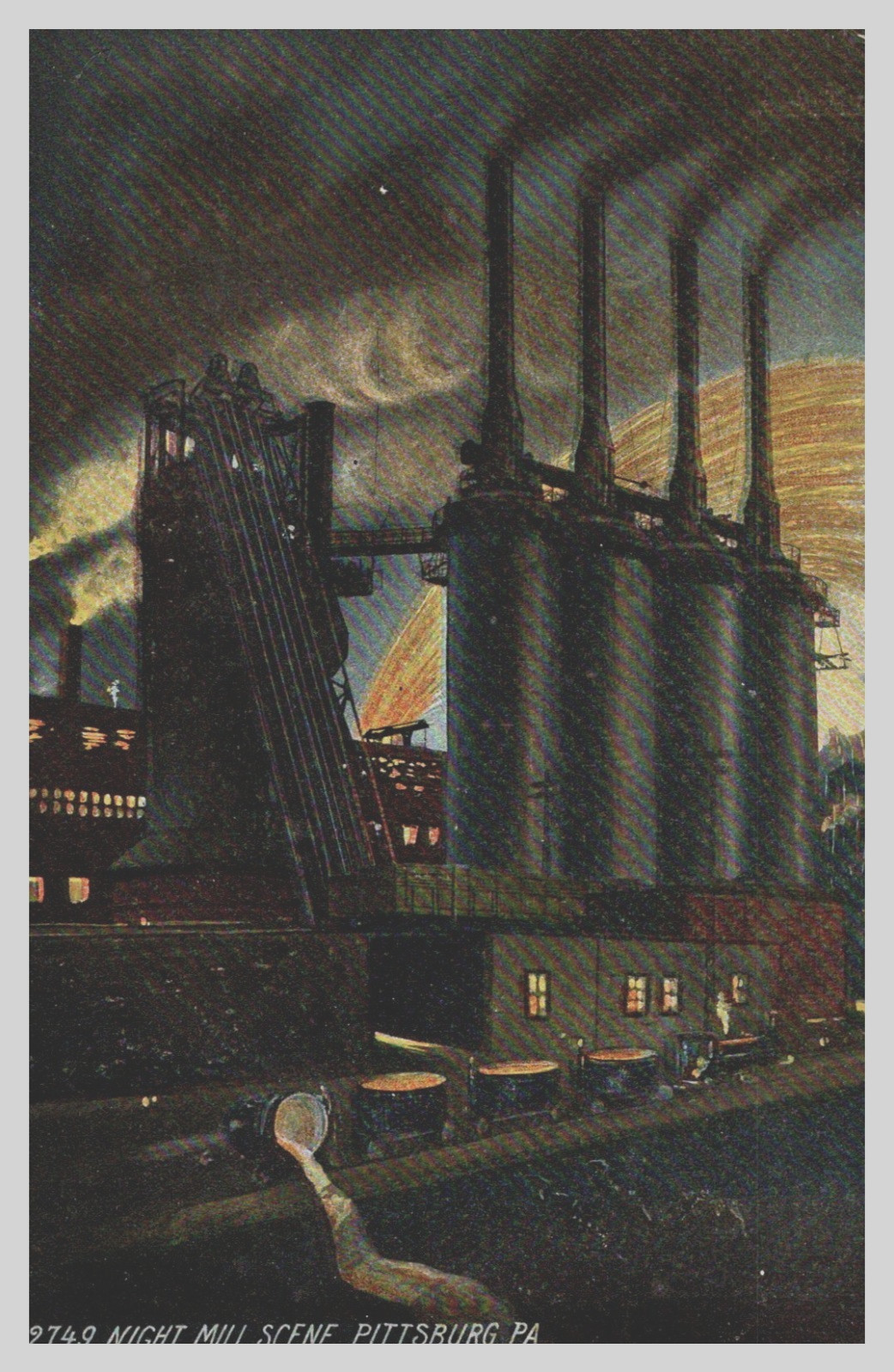 Vintage Postcard 1907-1915 Mill Scene, at Night, Pittsburgh, Pennsylvania (PA)