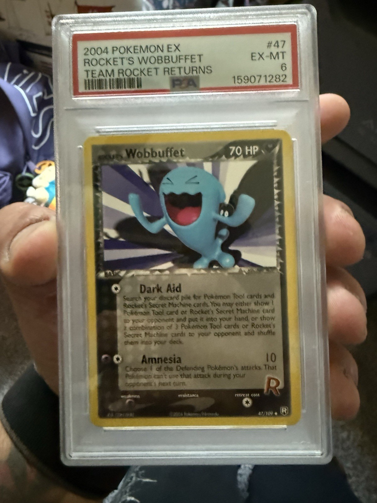 Pokémon 2004 EX Team Rocket Returns Rocket\'s Wobbuffet #47 PSA 6 English
