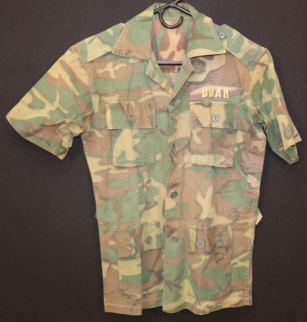 Vietnam War ARVN Army ERDL Camouflage Jungle Bush Camo Shirt 'DOAN' Named - Rare