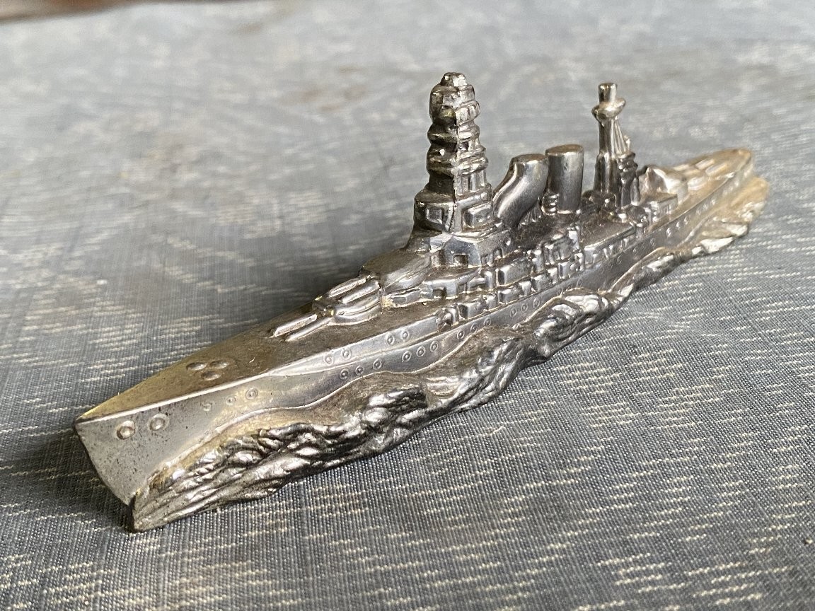 WWII Imperial Japanese Navy Battleship Metal Paperweight Desk Ornament