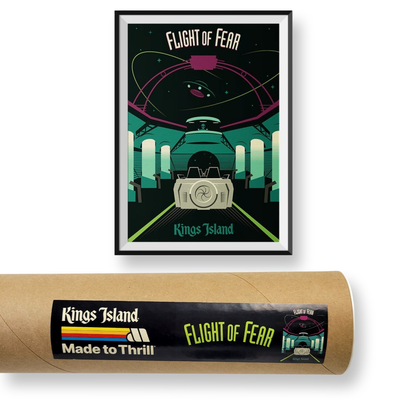 FLIGHT OF FEAR King\'s Island (Exclusive) Roller Coaster Made To Thrill Poster 