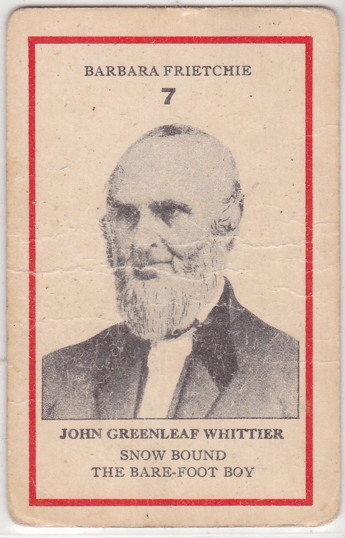 Barbara Frietchie John Greenleaf Whittier (Poet) Collectible Playing Card