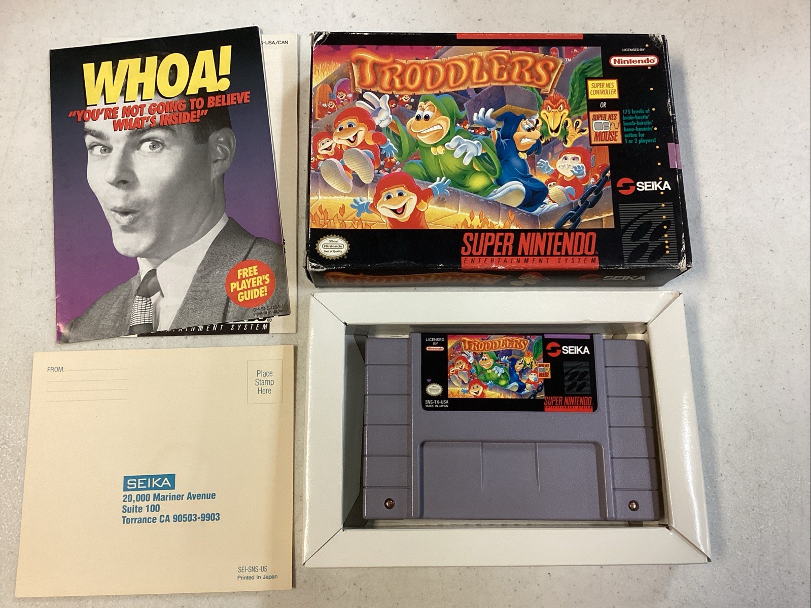Troddlers (SNES, 1993) Reg Card And Inserts No Manual Tested