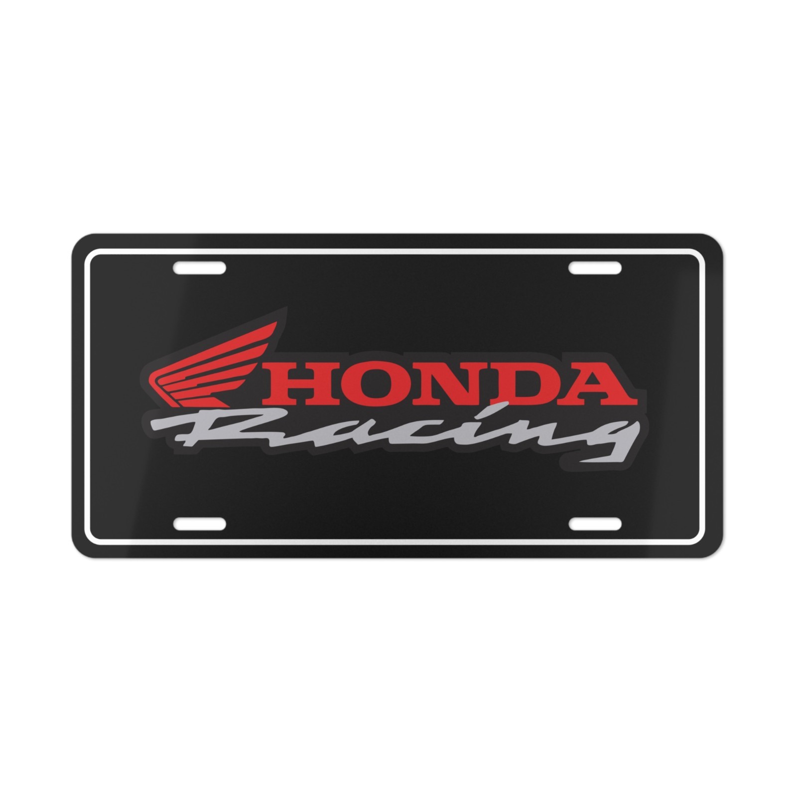 Honda Racing Vanity License Plate Car Tag – Aluminum Metal (Black Background)