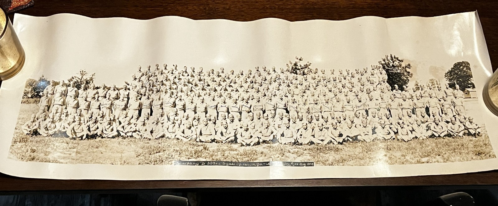 RARE WWII Panoramic Photo Co. B, 303rd Signal Ops Squadron Camp Shelby, MS 1944