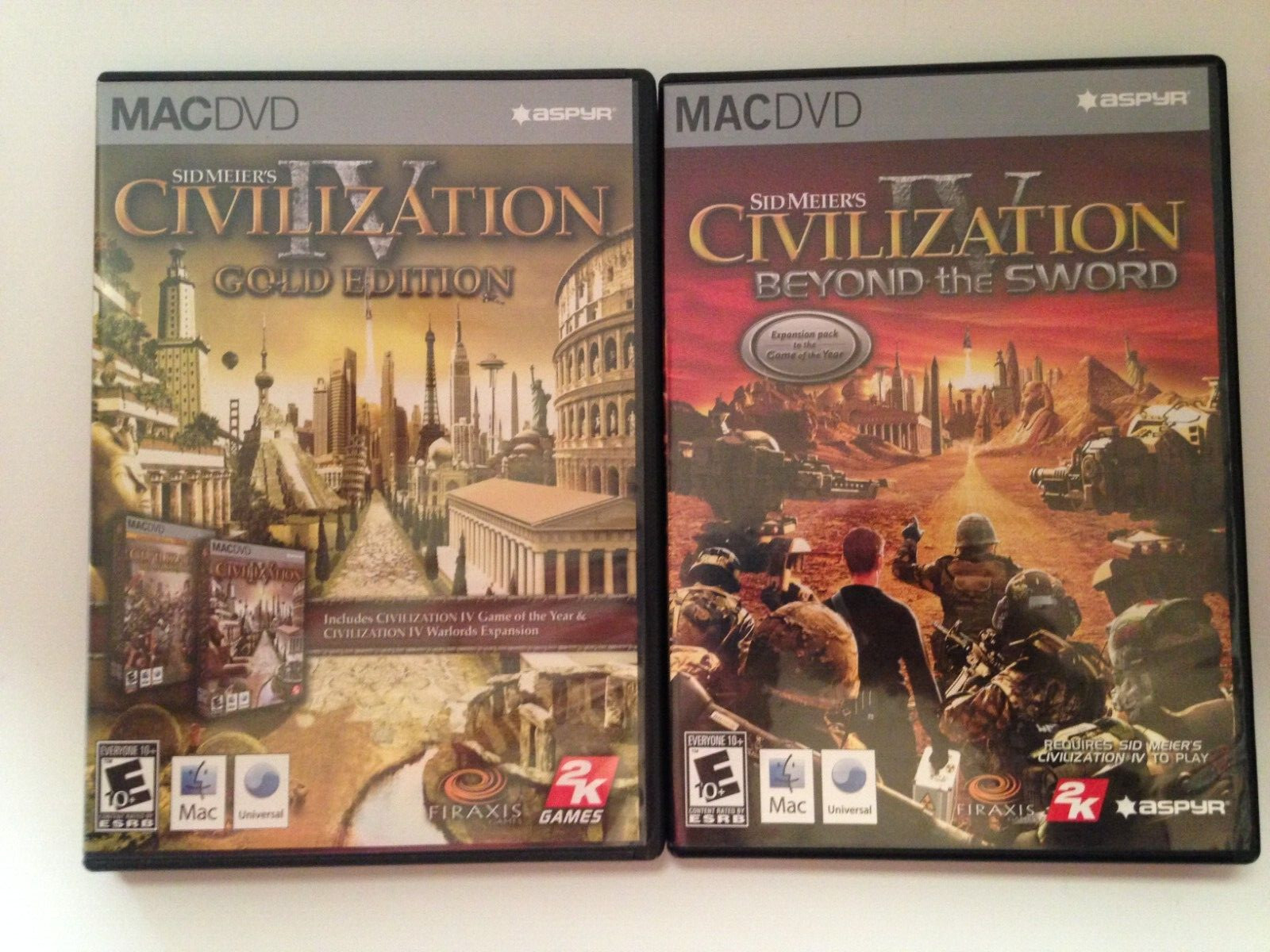 MACDVD Sid Meier Civilization IV Lot of 2 Gold Edition Beyond the Sword Preowned