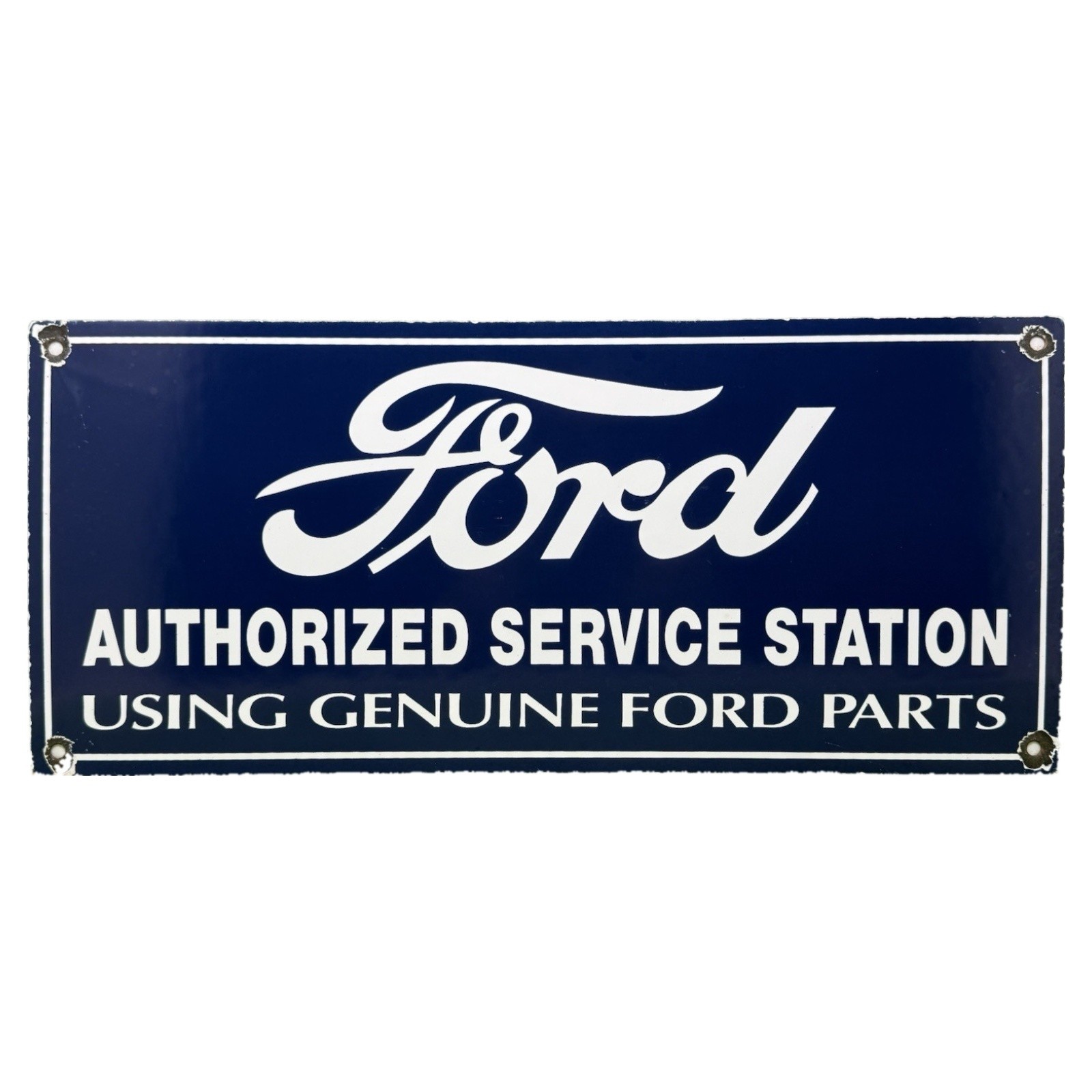VINTAGE FORD AUTHORIZED SERVICE STATION PORCELAIN SIGN GENUINE FORD PARTS GARAGE
