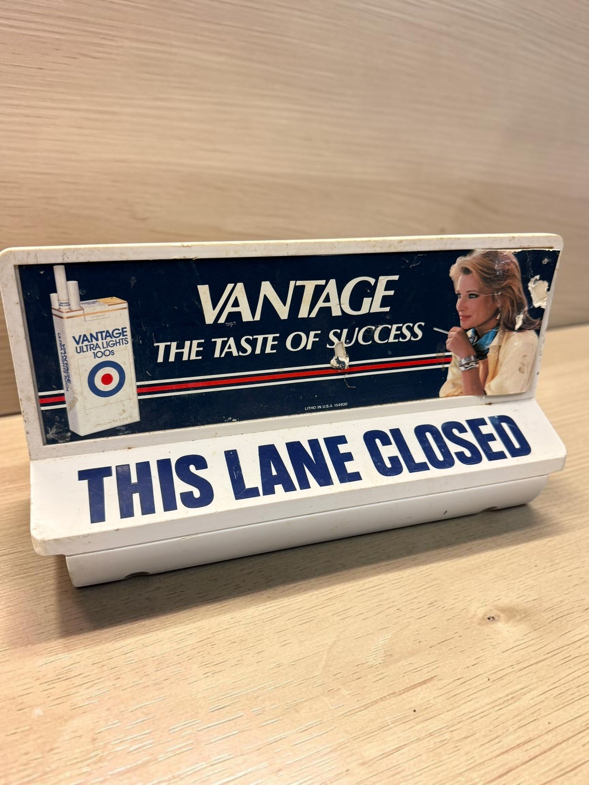 Vintage Vantage Cigarettes Checkout Lane Closed Double Sided Advertising Sign