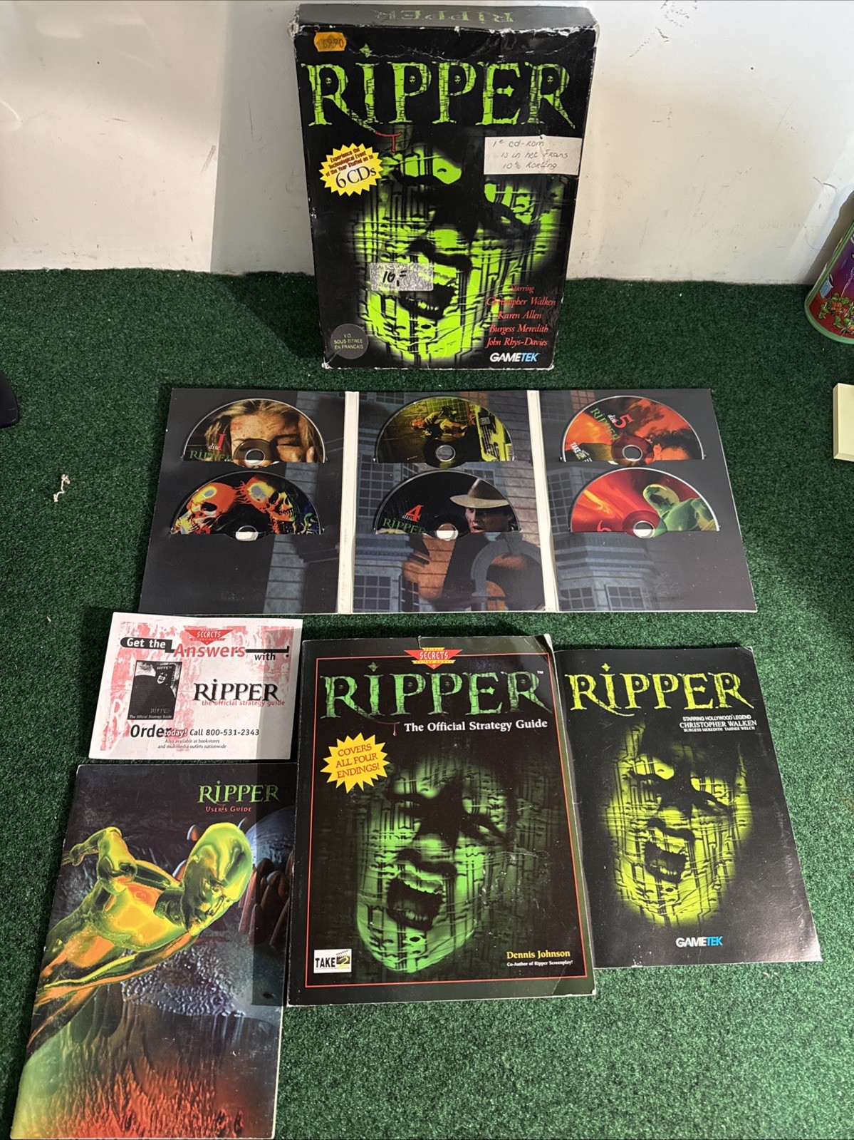 Ripper 6-DISC PC Game w/ Rare Strategy Guide Complete CD-ROM Win95 Big Box 1996