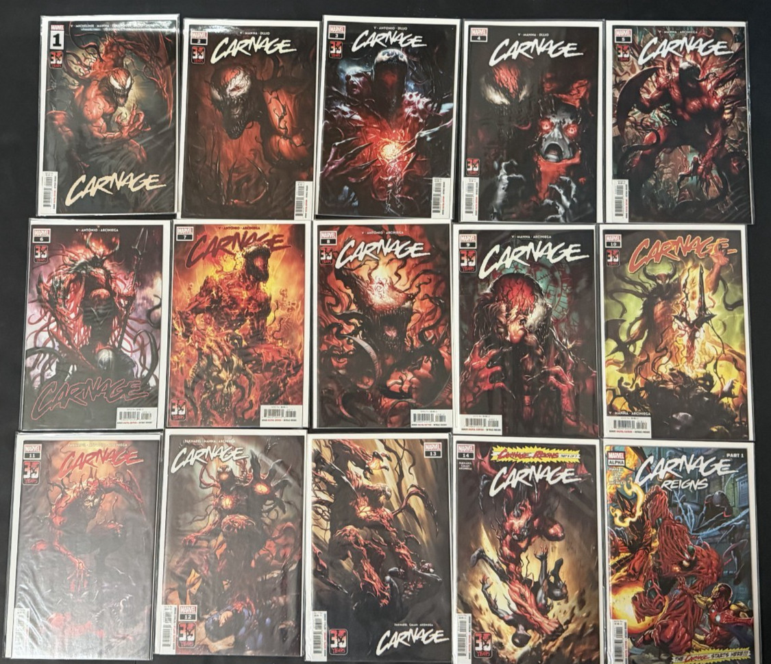 CARNAGE 1-14+ALPHA COMPLETE SERIES 2022 NM/M 9.4 RAM V ; VOL. 3 MARVEL COMICS