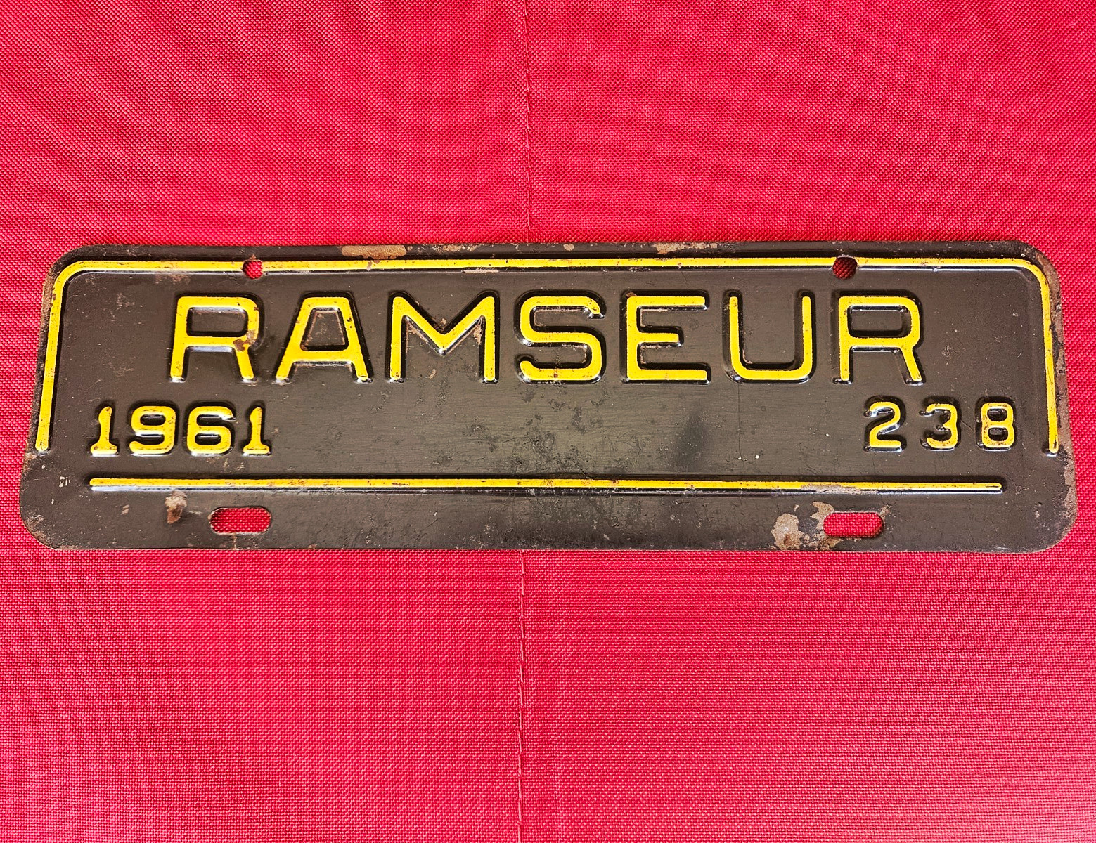 1961 North Carolina License Plate Topper Ramseur 238 Collectible Vintage Rare