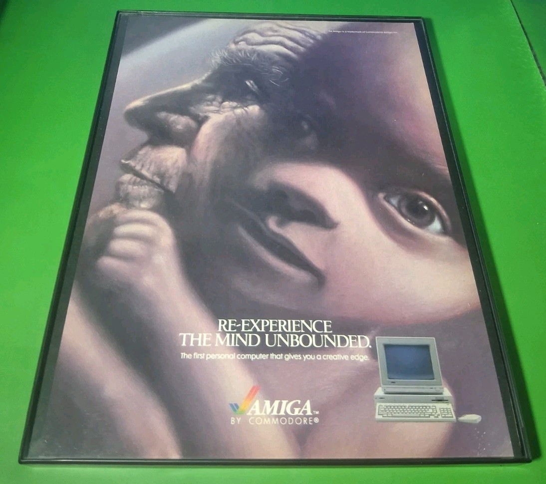 Amiga Computer Commodore Vintage Print Ad Framed 8.5x11 1985