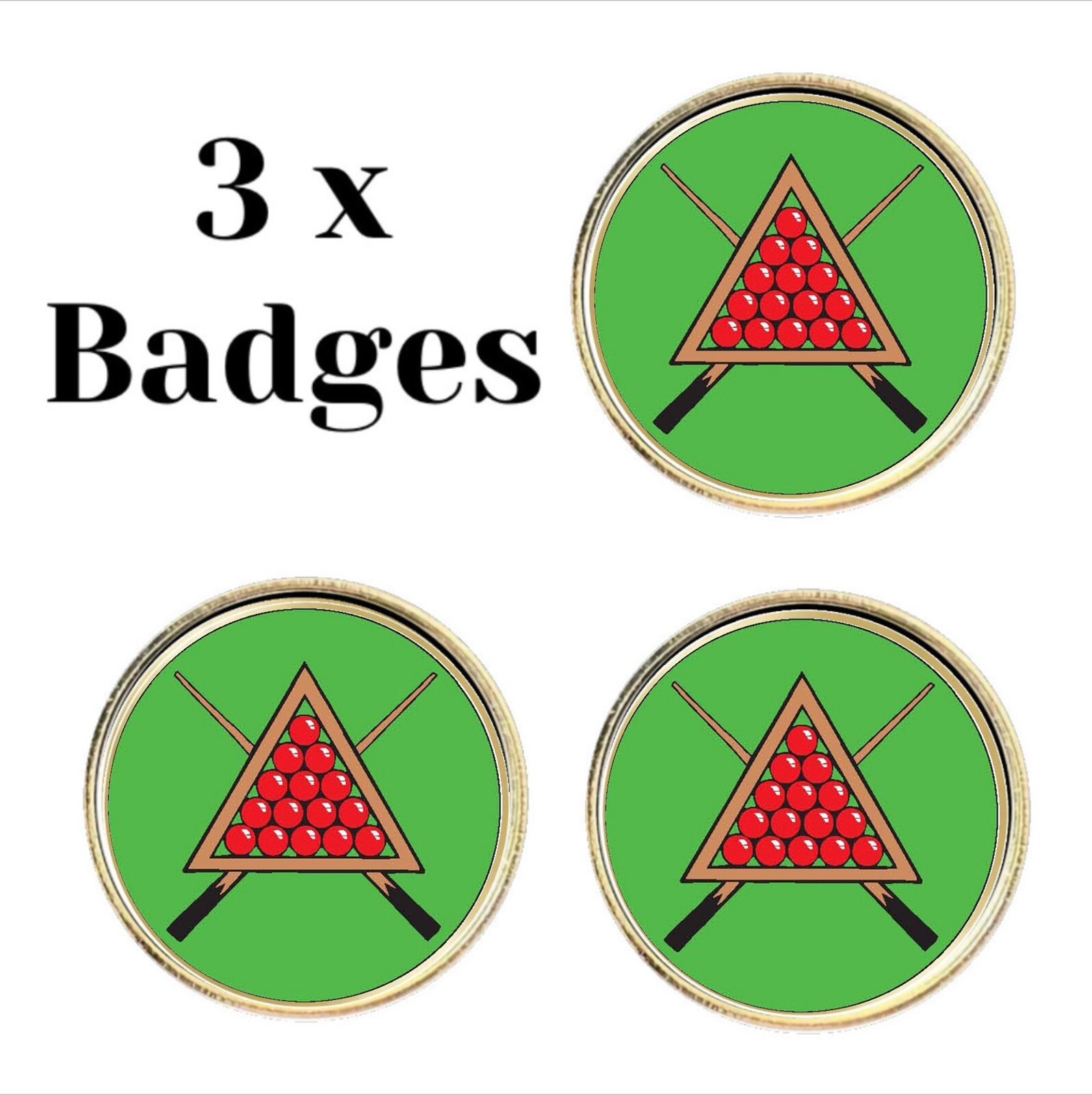 3 x Snooker (BU4) Lapel Pin Badges