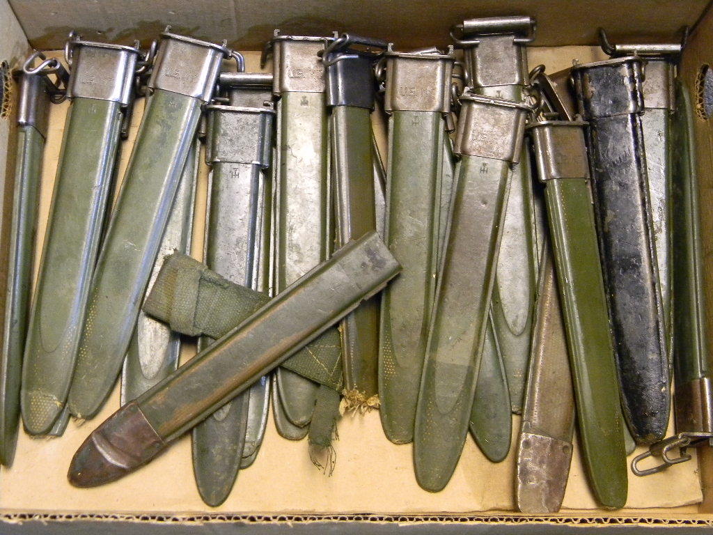 SUPER DEAL GARAND SCABBARD USM7 VARIOUS MARKING VERY POOR CONDITION SOLD AS IS.