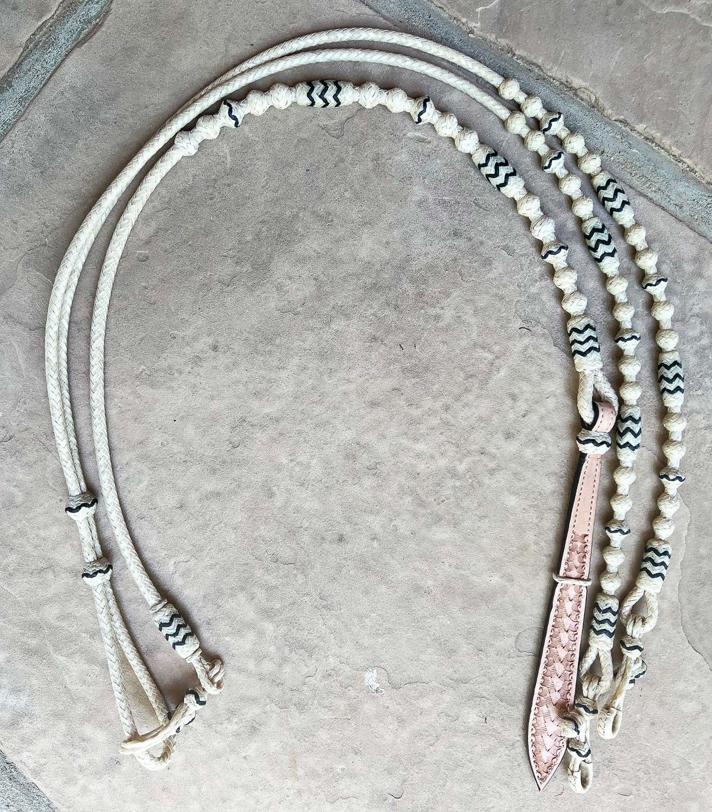 Nice 12 PLAIT Santa Ynez RAWHIDE ROMAL REINS Signed By Steve Guitron Of CA