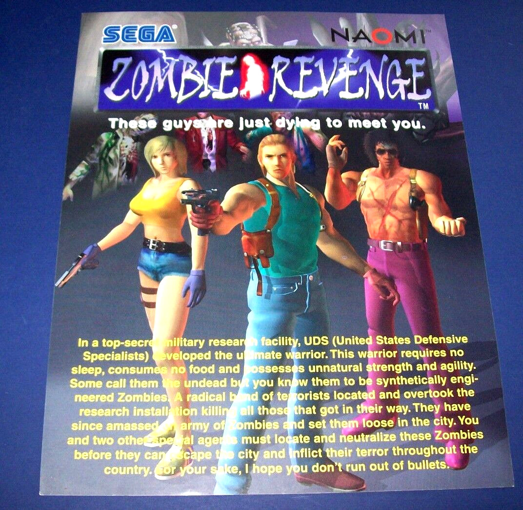 Zombie Revenge Arcade FLYER 1999 Original Video Game Horror Zombies Artwork