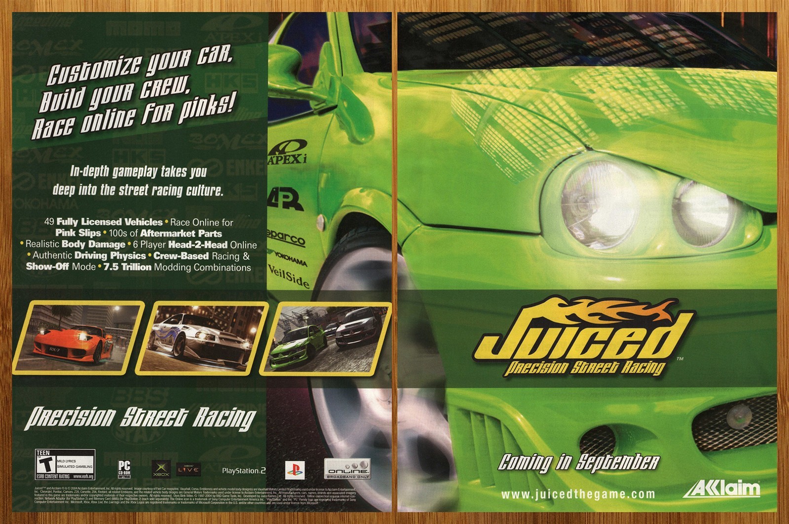 2004 Juiced Precision Street Racing Xbox PS2 PC Print Ad/Poster Car Promo Art