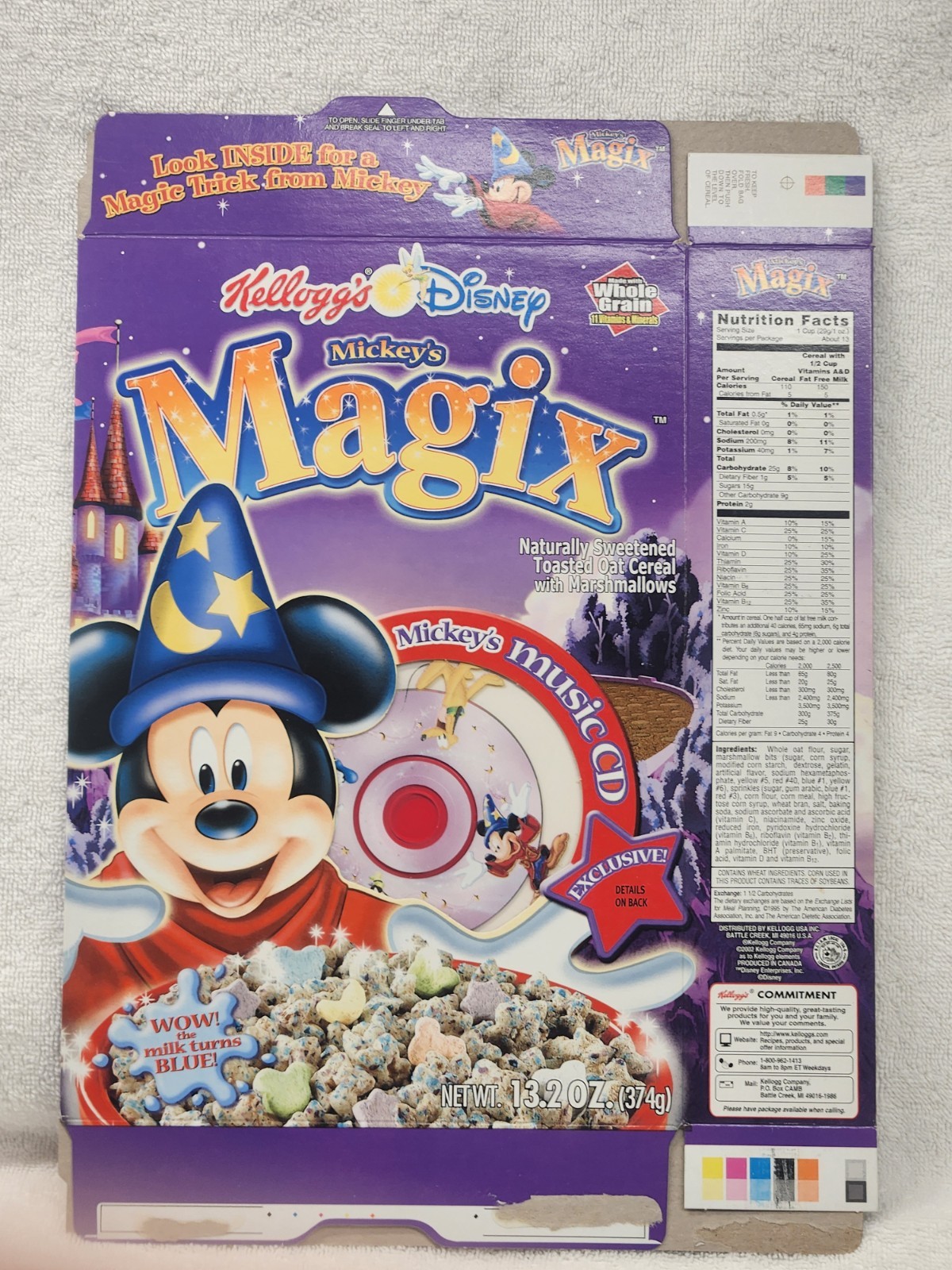 2003 Kelloggs Disney Mickeys Magix Cereal Box With Music CD 1 Of 3 Exclusive