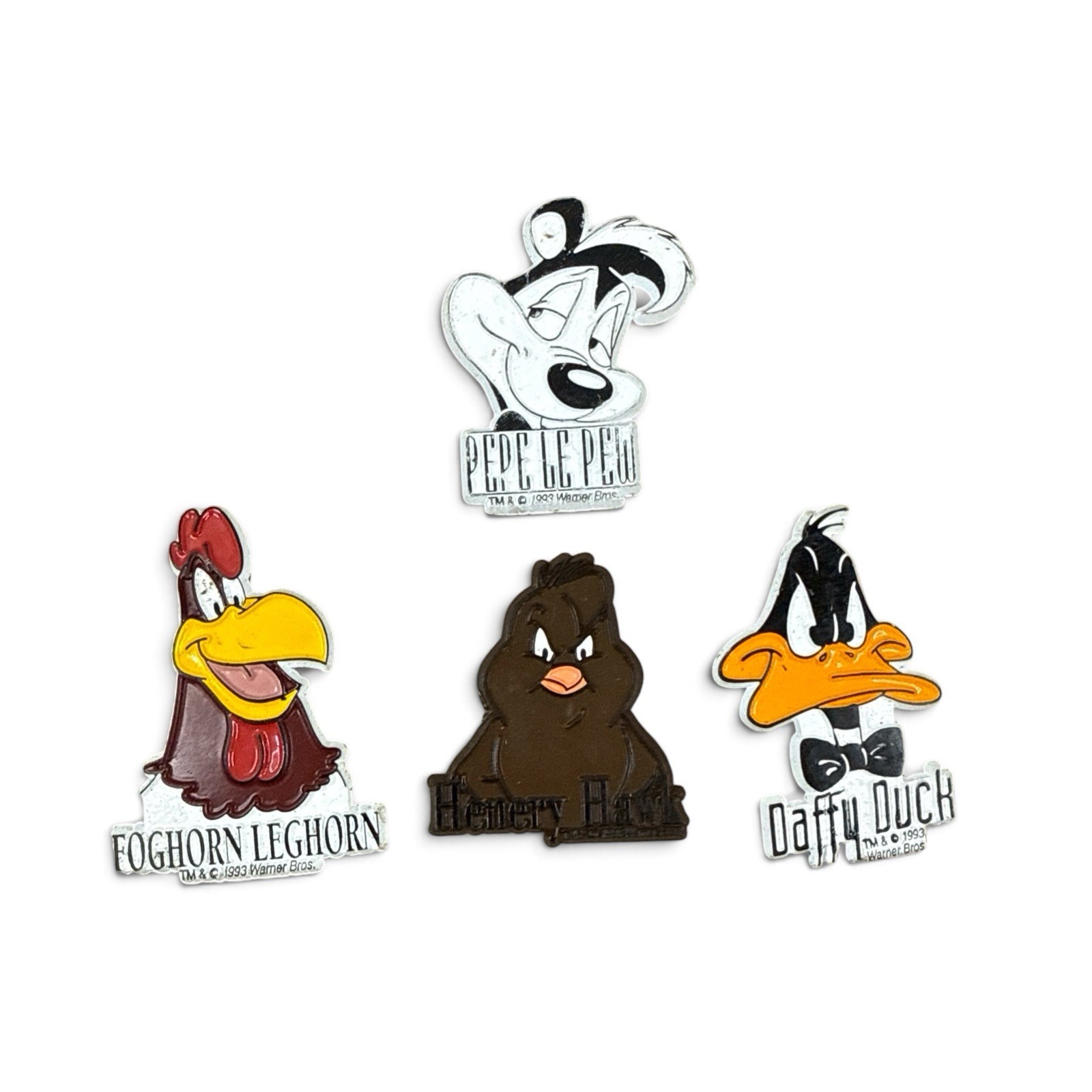 VTG 1993 Warner Bros WB Rubber Fridge Magnets Henery Hawk Foghorn Pepe Lot of 4