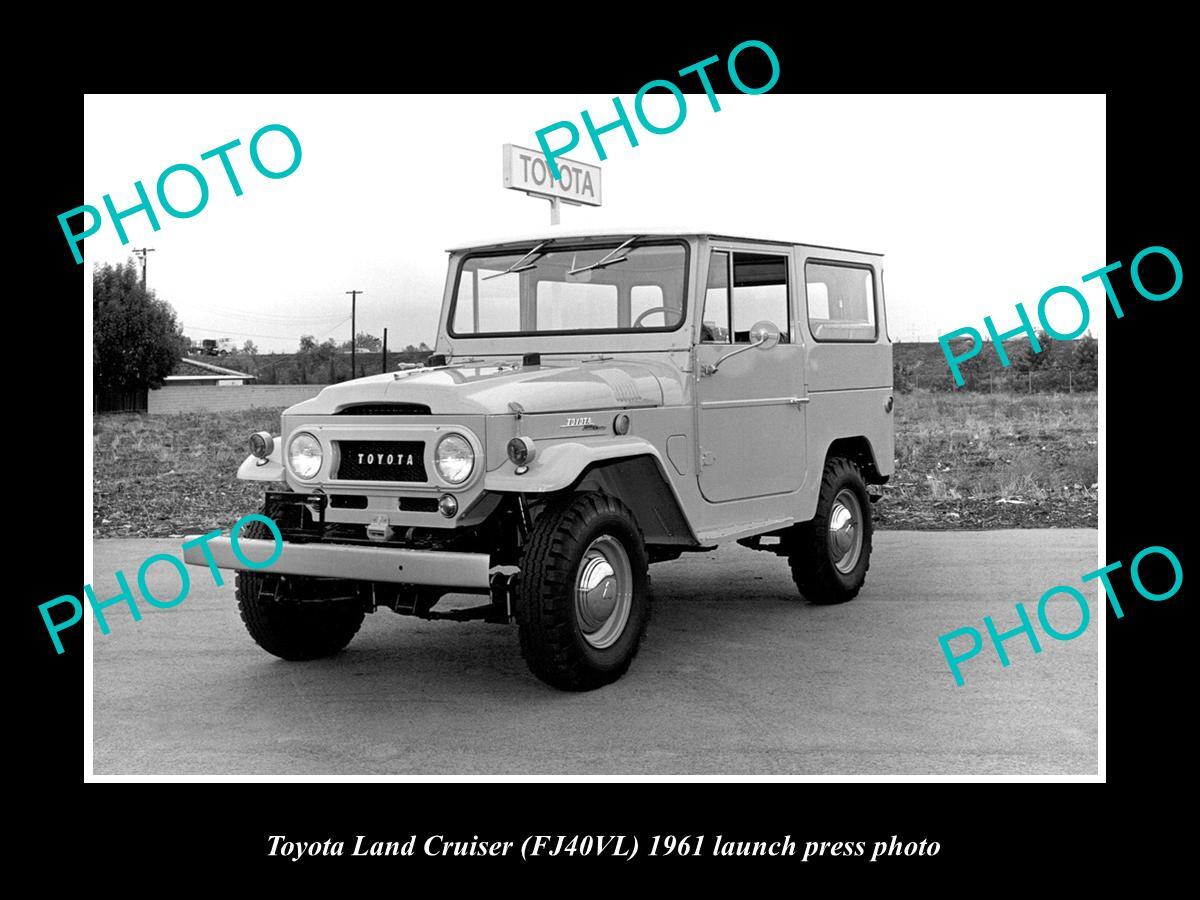 OLD POSTCARD SIZE PHOTO OF 1961 TOYOTA LAND CRUISER FJ40 VL LAUNCH PRESS PHOTO