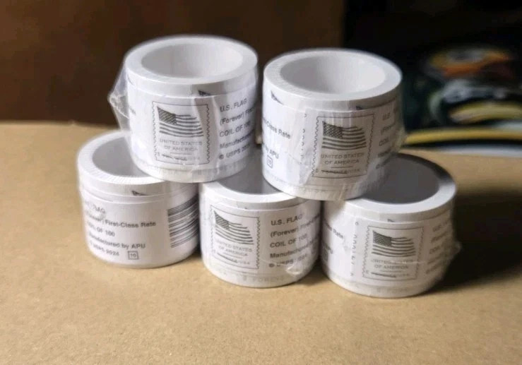 1000 Count 10 Roll - 2025 USPS For-ever Flag Stamps (Mint, Never Hinged)