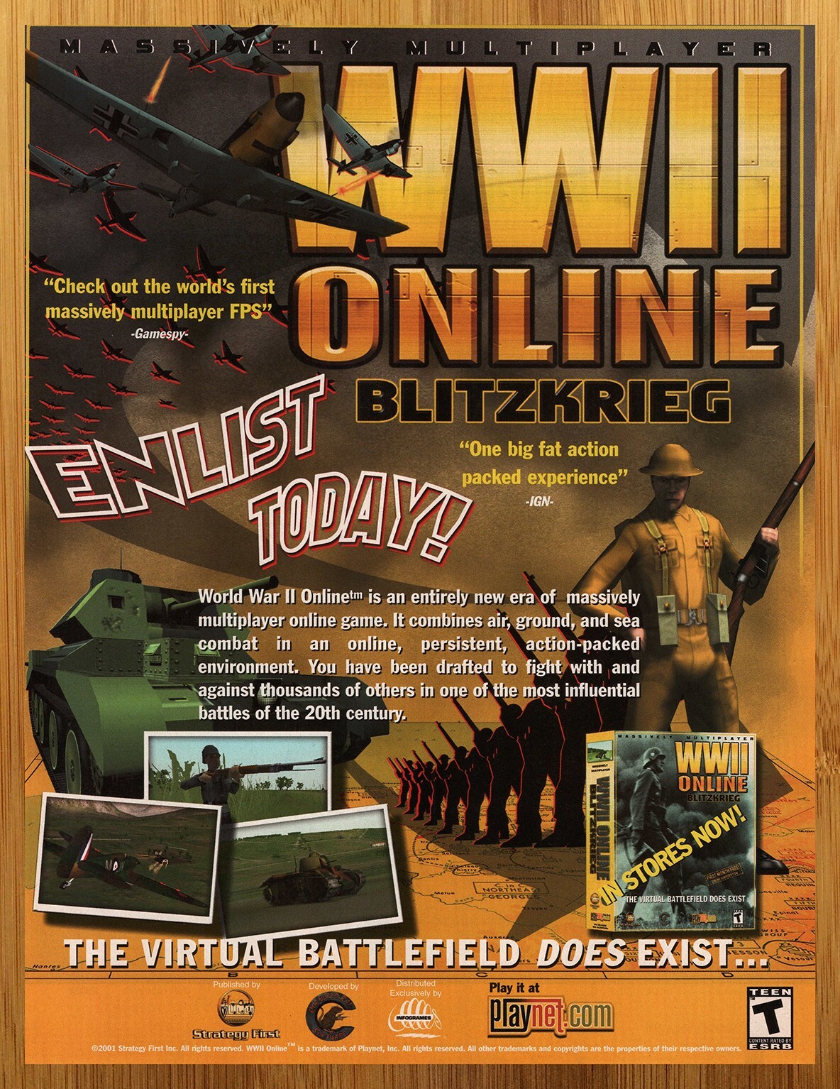 2001 WWII Online Blitzkrieg PC Vintage Print Ad/Poster Computer Game Wall Art 