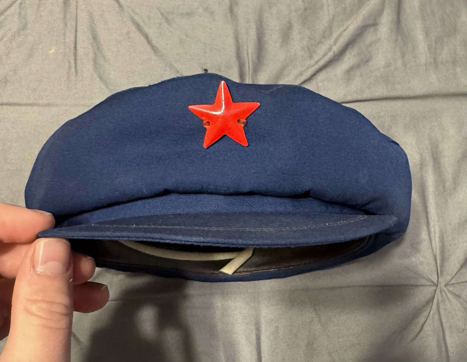 70s Vintage Chinese Beijing Red Star Worker Cap Hat Navy Blue 57cm