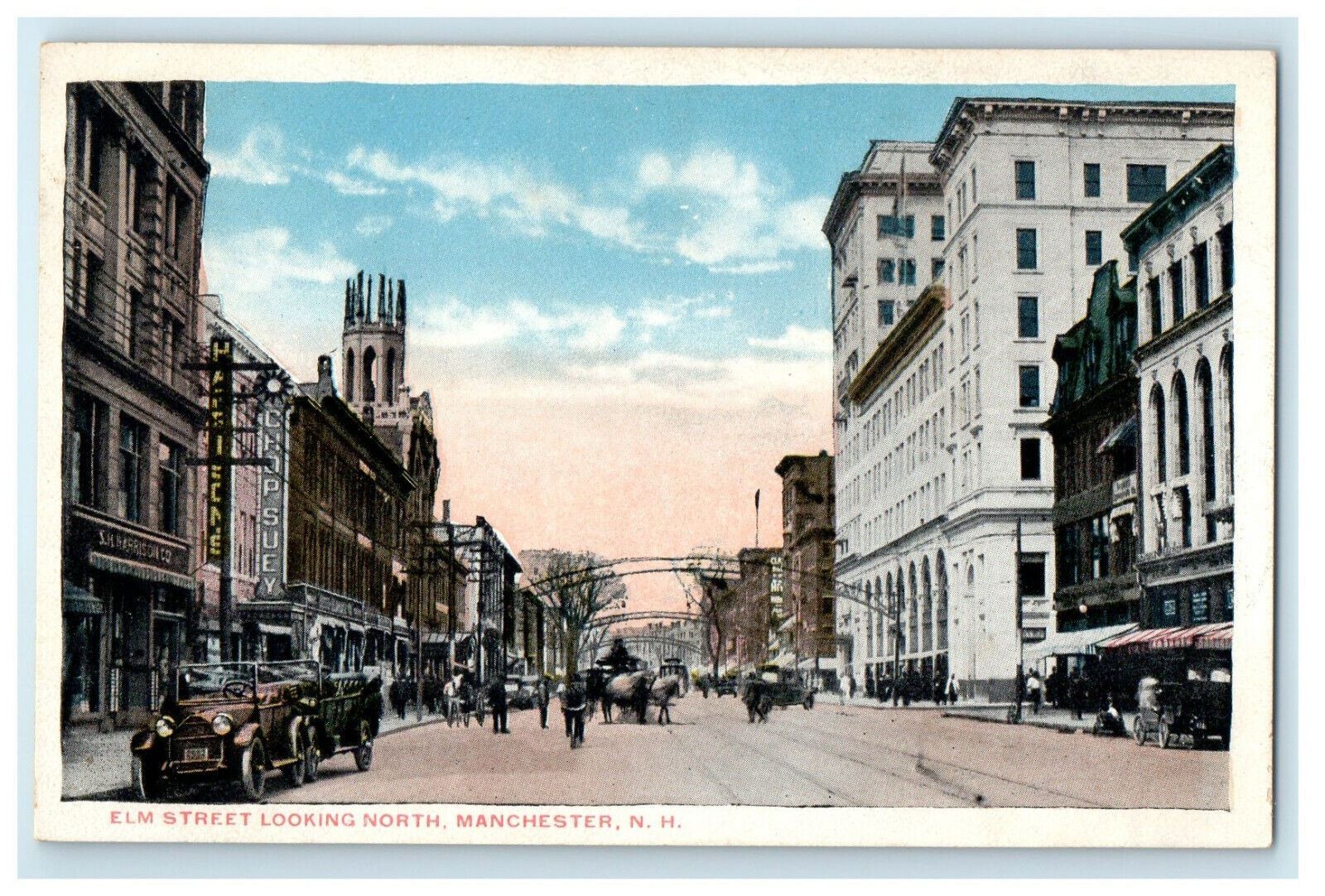 c1910s Elm Street Looking North, Manchester New Hampshire NH Unposted Postcard
