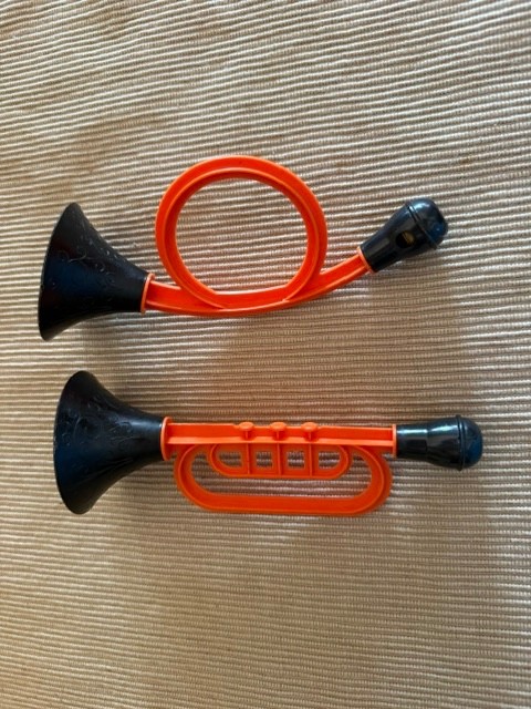 Spec-Toy 1950s Horn and Trumpet, Hallowen colors Orange and Black