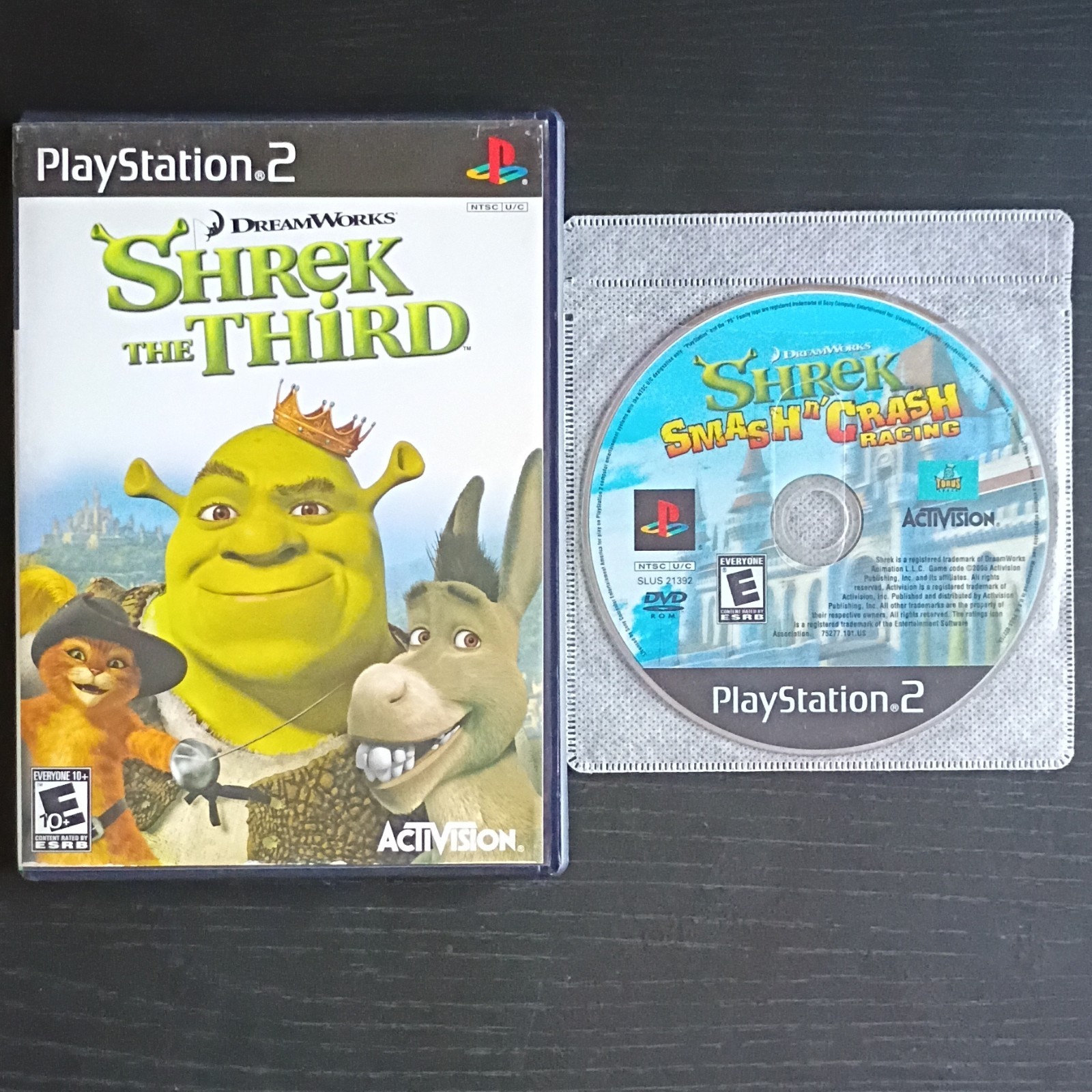 PS2 Shrek Dual Pack- 2 Games: Shrek The Third & Smash N' Crash Racing (Tested)
