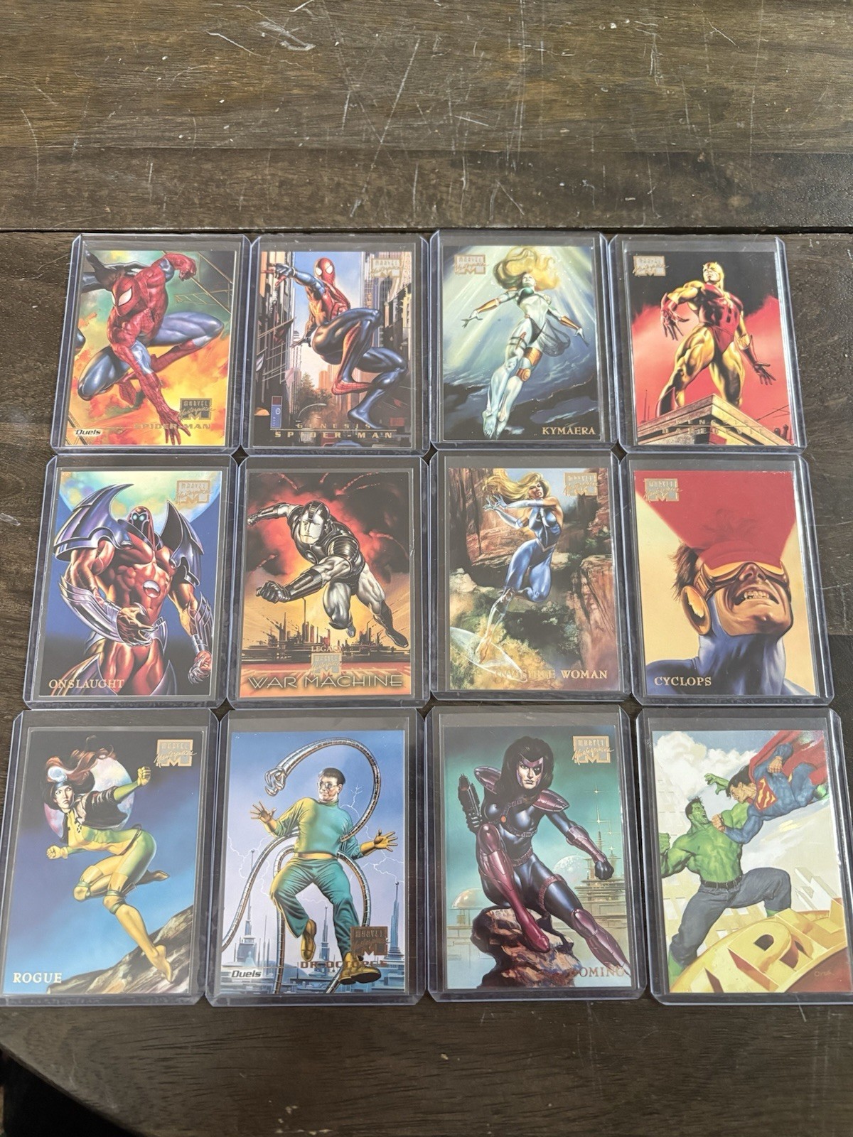 12-Card Lot Marvel Masterpieces 1996 Boris & Julie. Spider-Man, Rogue, Hulk
