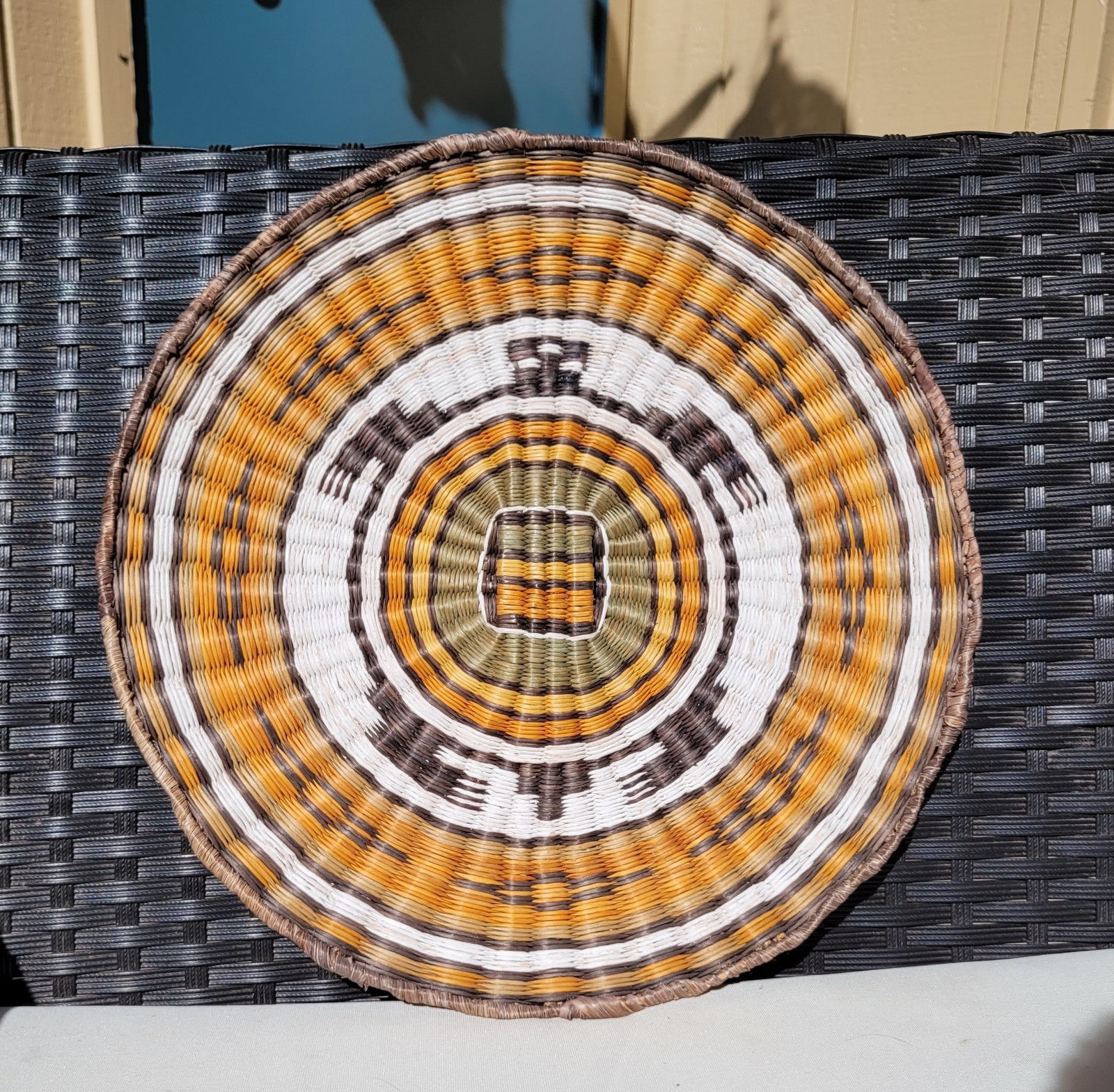 Hopi Wicker Plaque, Turtle Sash Design