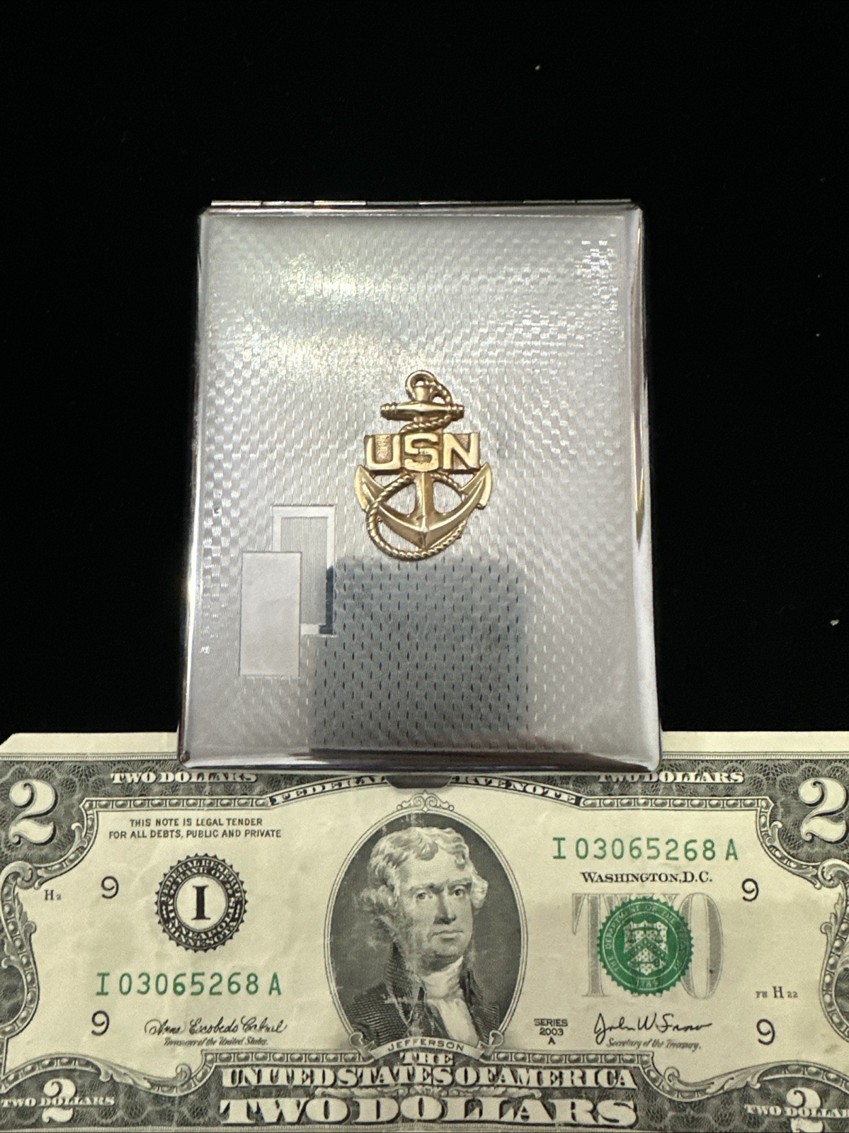 Vintage US Navy  Cigarette Case 1950’s. Made In Japan