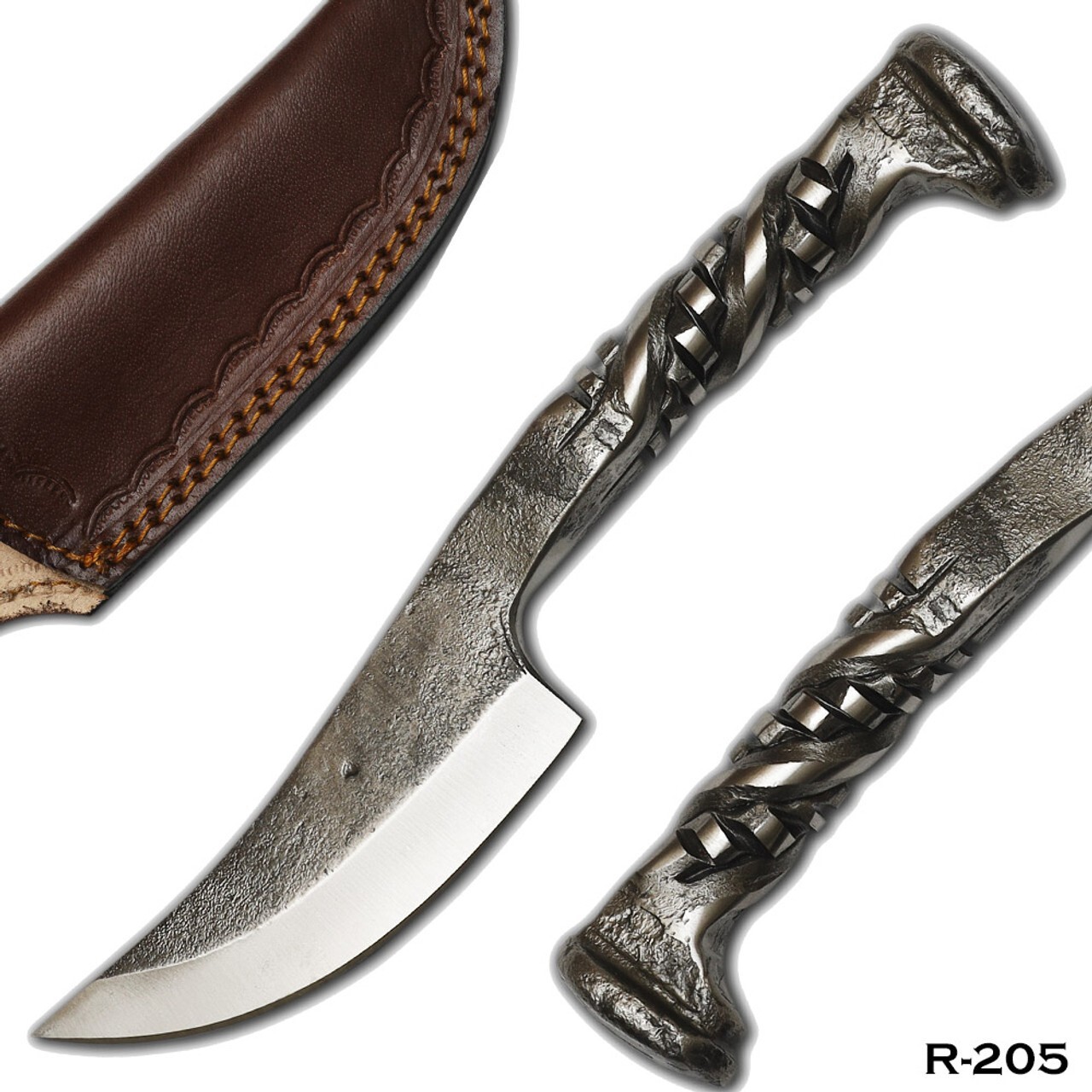 Twisted Railroad Spike Carbon Steel Skinner Knife