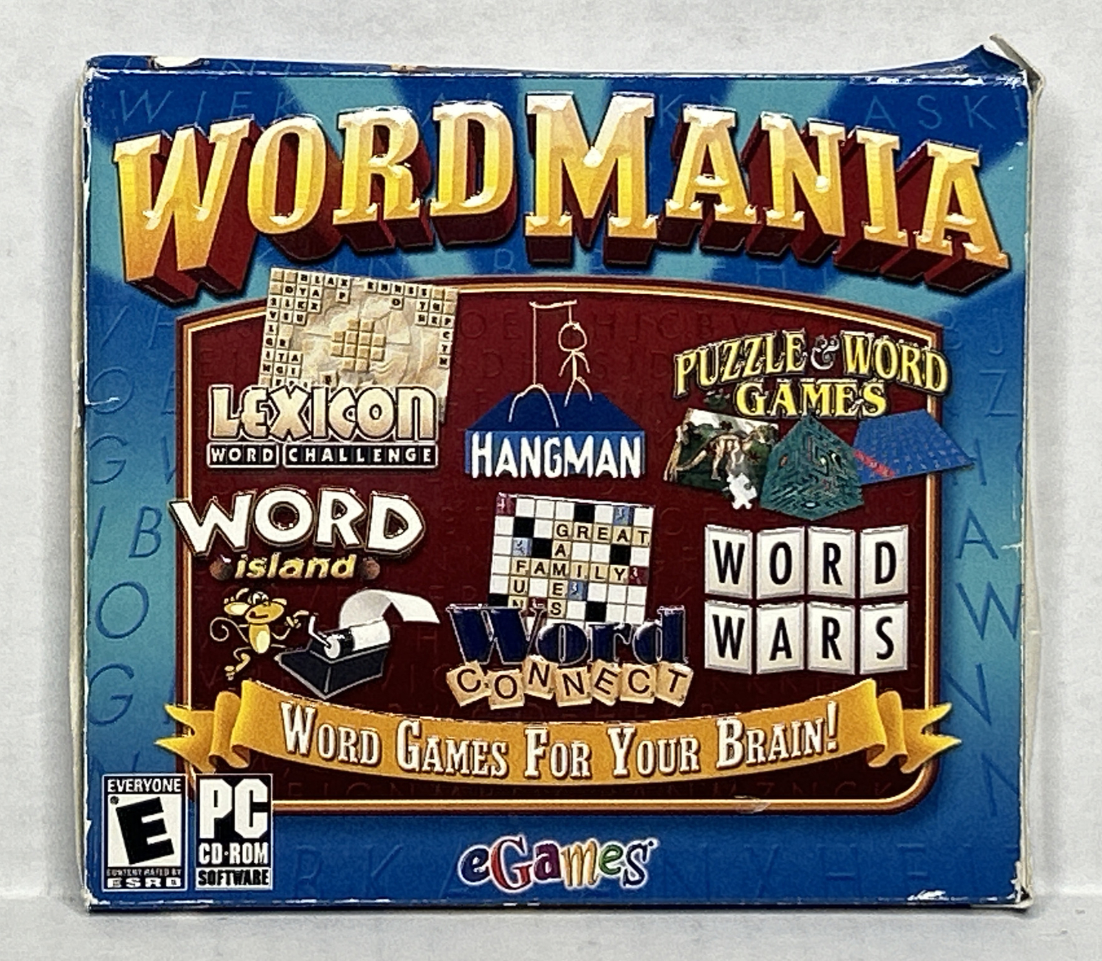 2006 eGames WORD MANIA Word Games For Your Brain PC-CD-ROM Windows 98/ME/2000/XP
