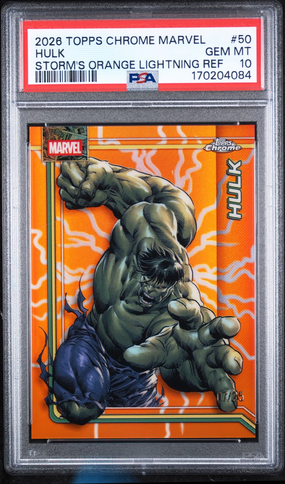 2026 TOPPS CHROME MARVEL COMICS #50 HULK 7/25 PSA 10