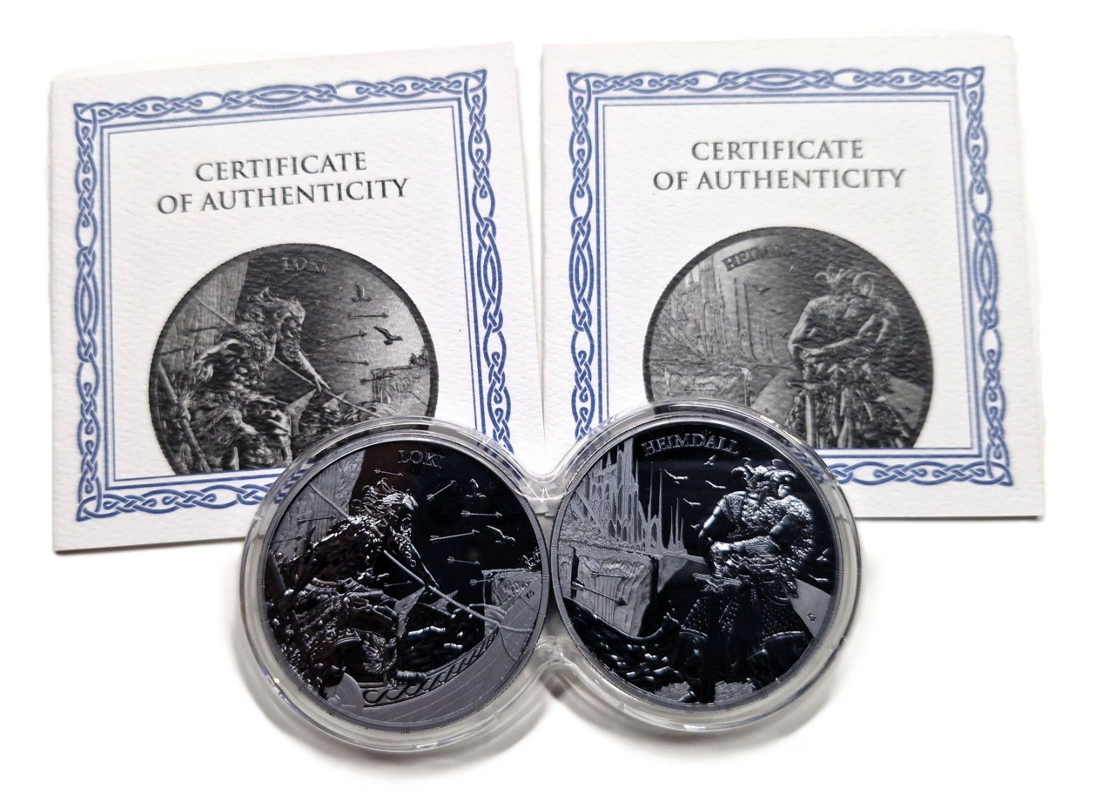 2025 Germania Ragnarök Loki & Heimdall 2 × 1oz Black Silver Set – with COA
