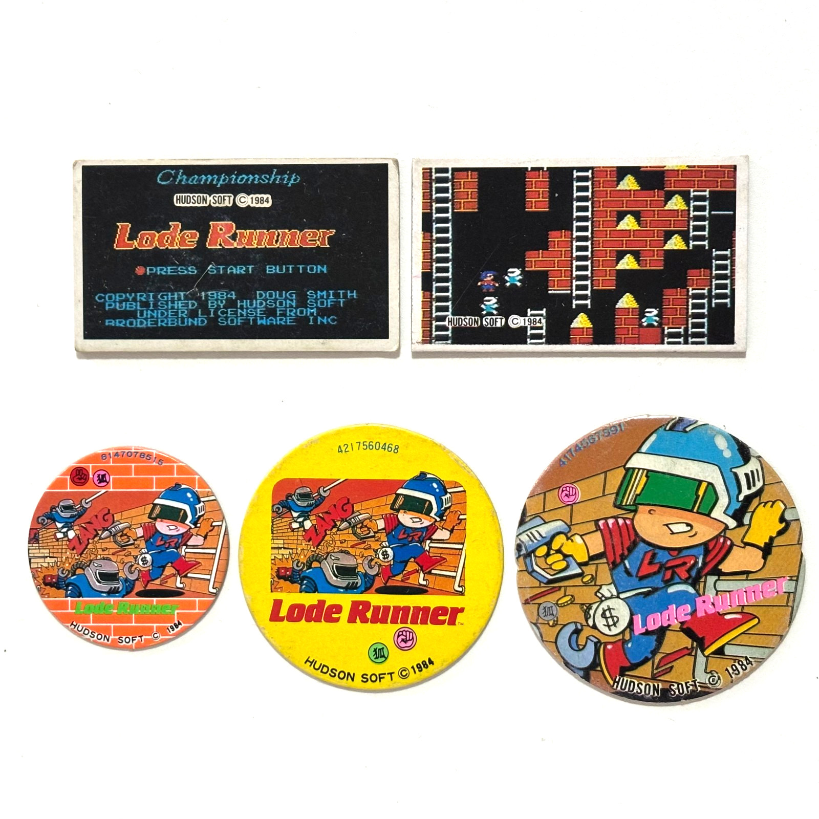 Vintage Lode Runner 1984 Hudson Menko 5 Card Lot Round Square Arcade Art Japan