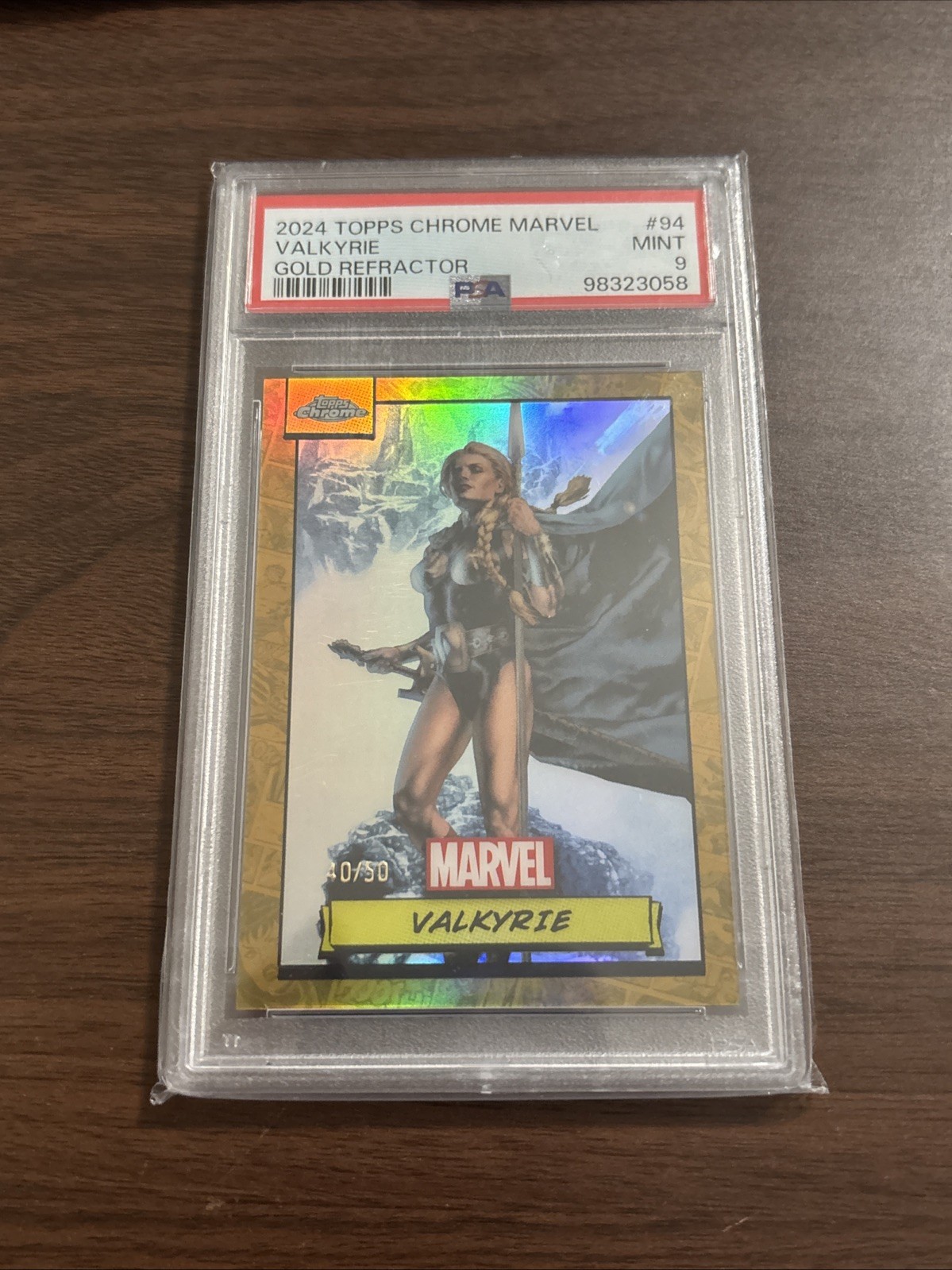 2024 Topps Chrome Marvel Valkyrie Gold Refractor #/50 PSA 9