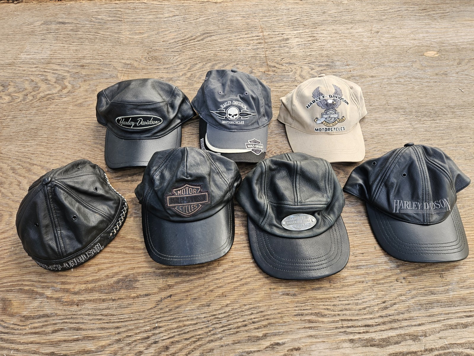 Lot of 7 Harley-Davidson Baseball Hats Caps Vintage Embroidered , Adjustable