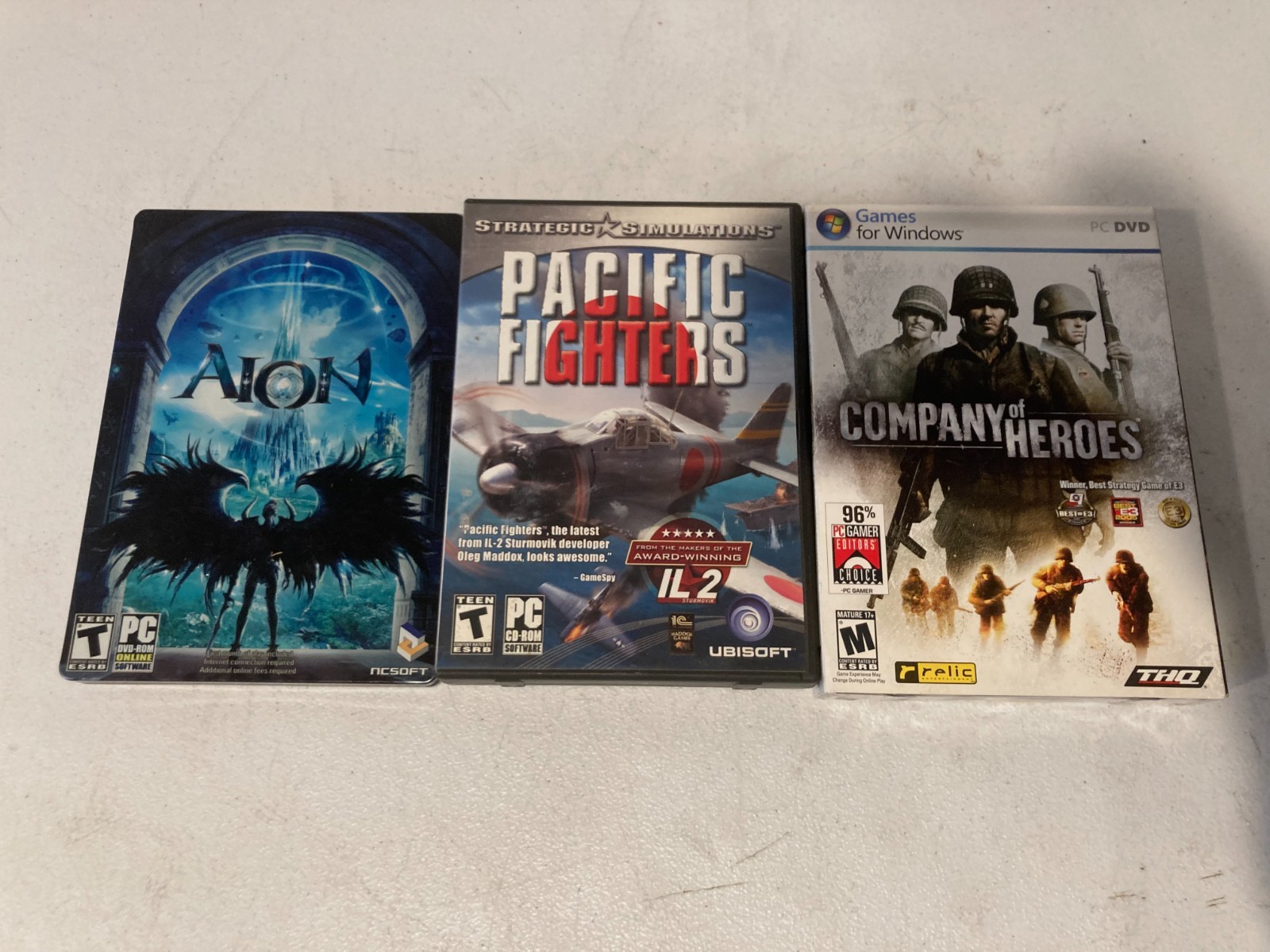Lot of 3 PC Games Pacific Fighters Ubisoft 2004 & Company of Heroes WWII RTS