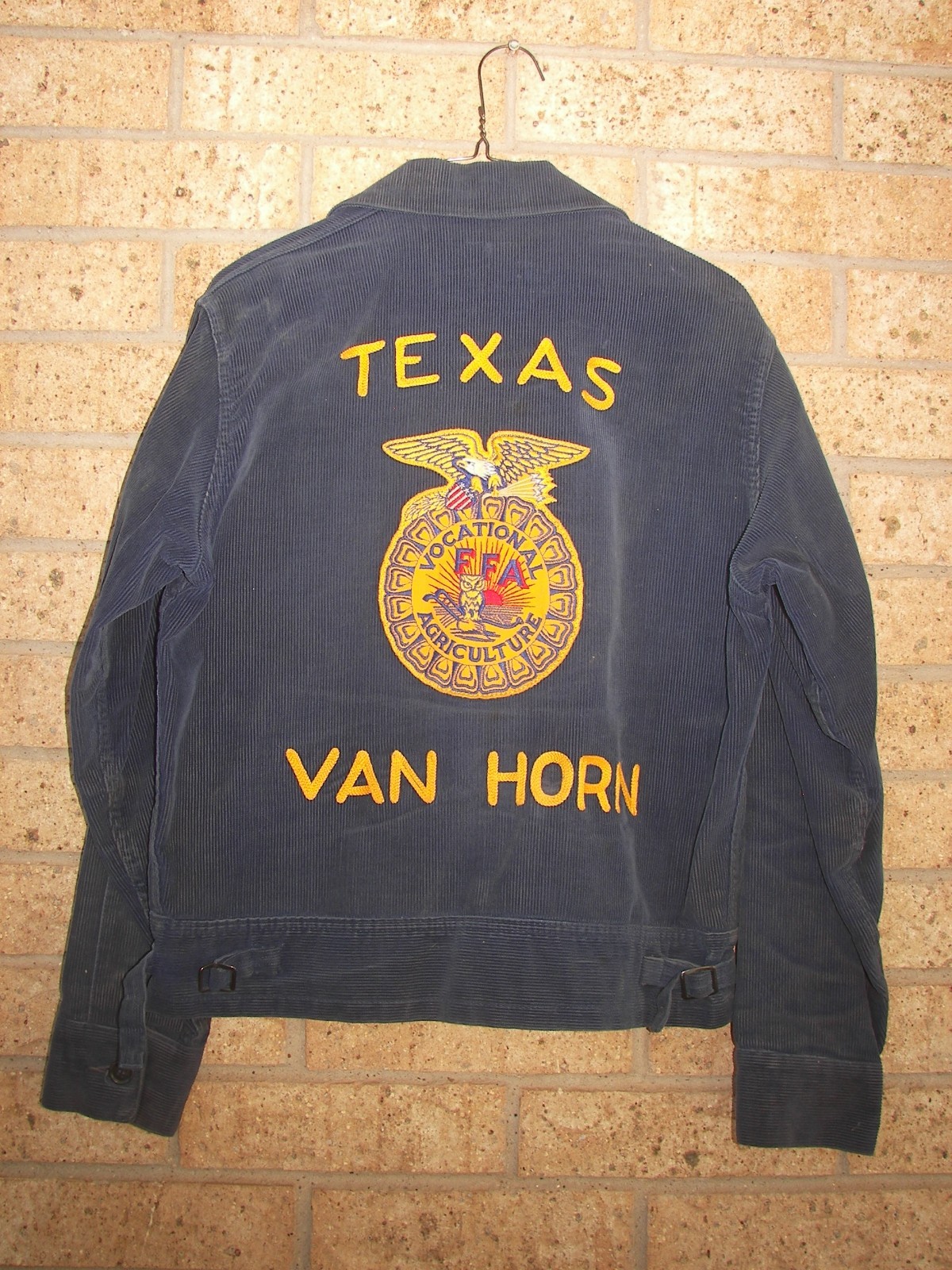 Vintage 1966 Van Horn, Texas Official FFA Secretary Blue Corduroy Men's Jacket