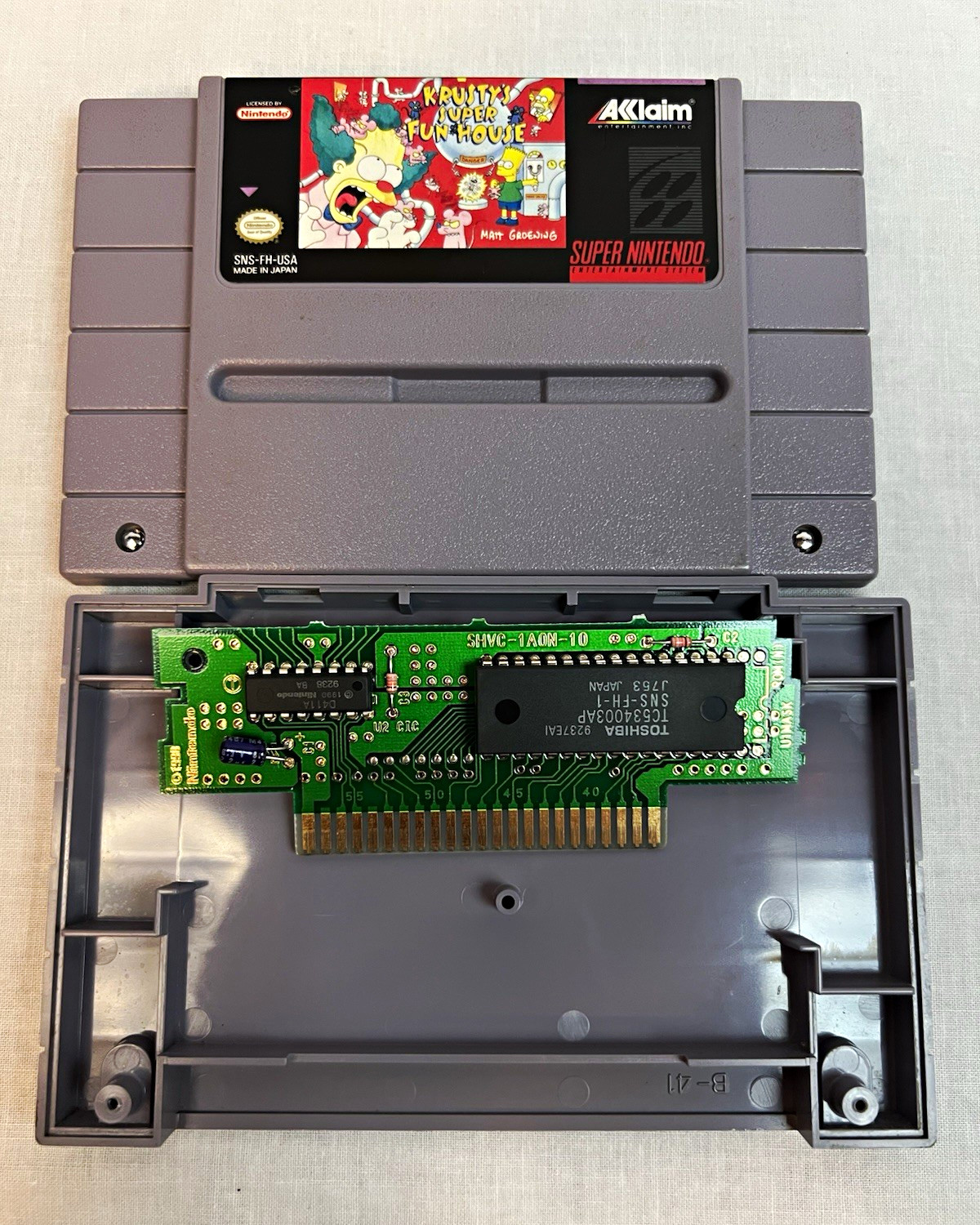Authentic Krusty\'s Super Fun House for SNES Cleaned, Tested, Working