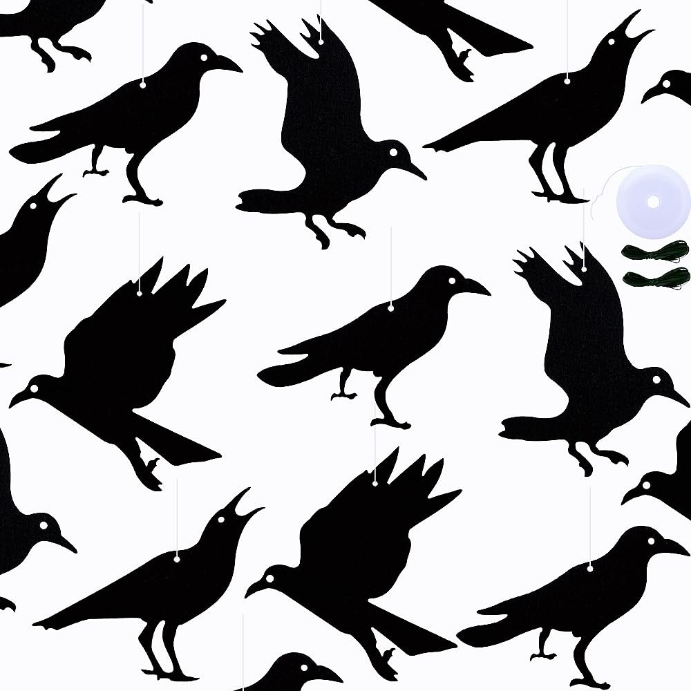 SaktopDeco 24 PCS Hanging Crow Decorations Felt Black Ornament