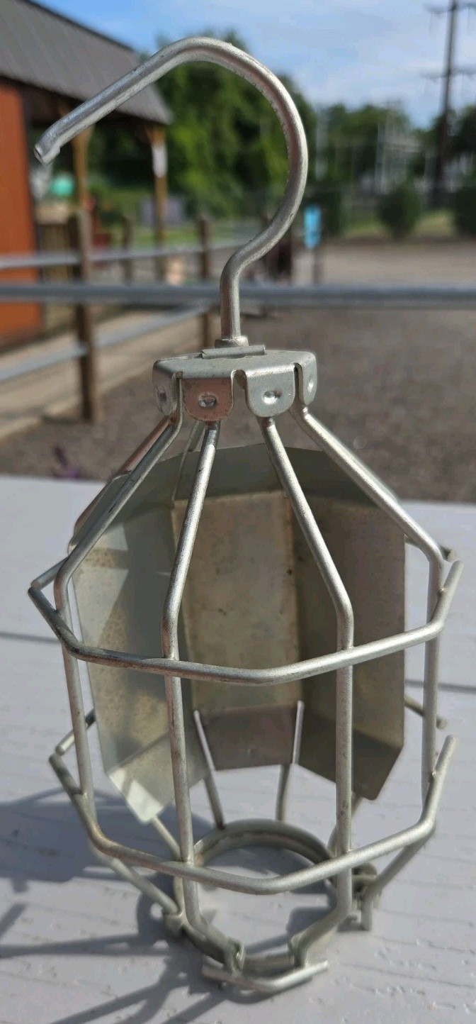 Vintage Industrial Steampunk Factory Work Lamp Metal Cage For Hanging Light