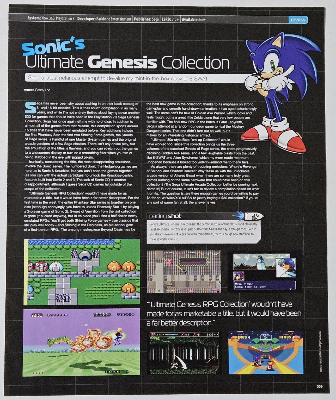 Sonic\'s Ultimate Genesis Collection Magazine Review Print Ad Sega 2009