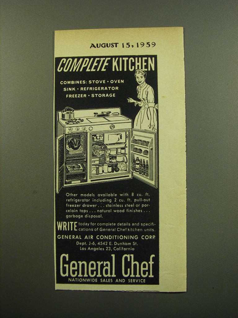 1959 General Chef Kitchen Unit Advertisement - Complete Kitchen